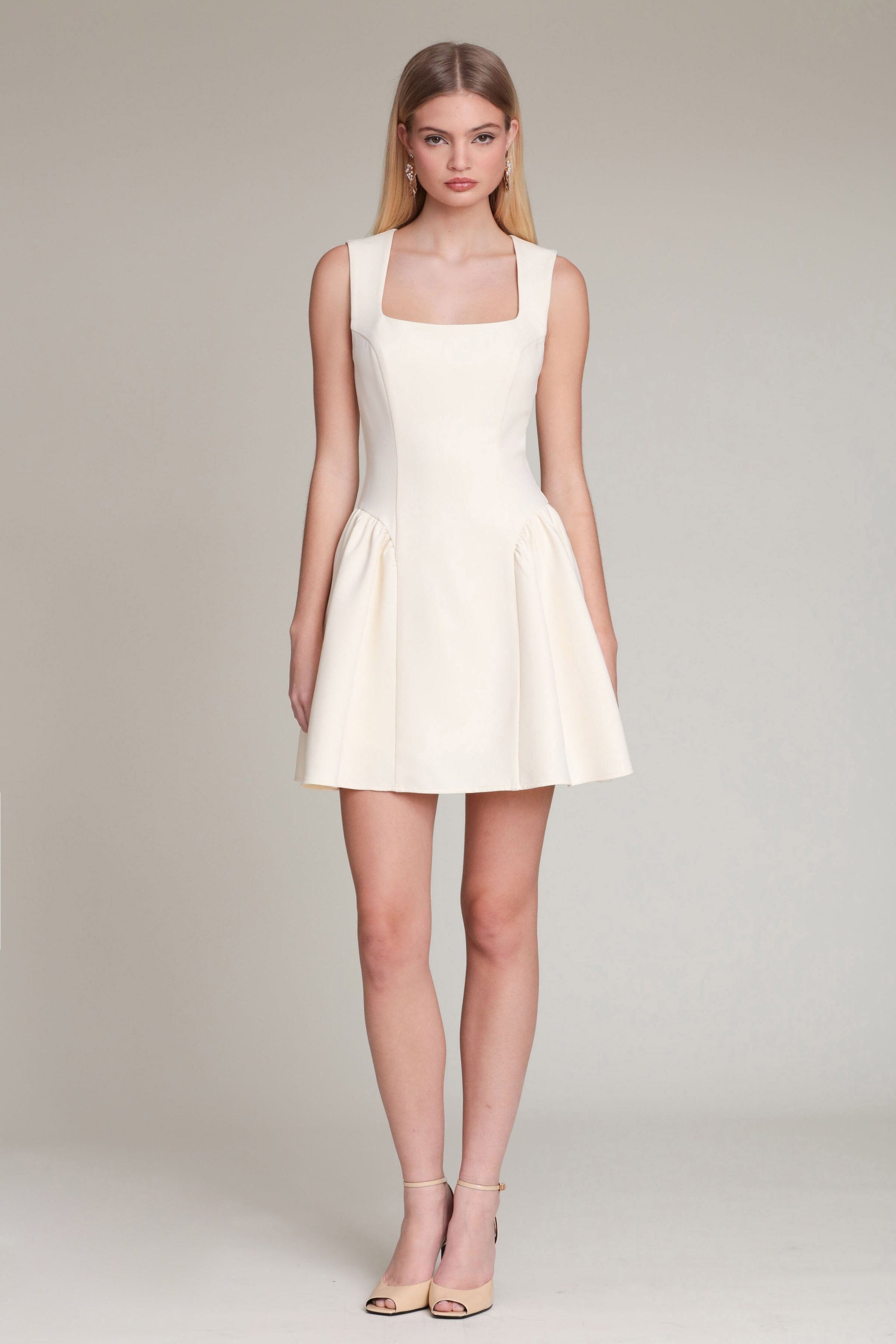 short dress cute Avec Les Filles Women's Hip Flounce Mini Dress - Buttercream