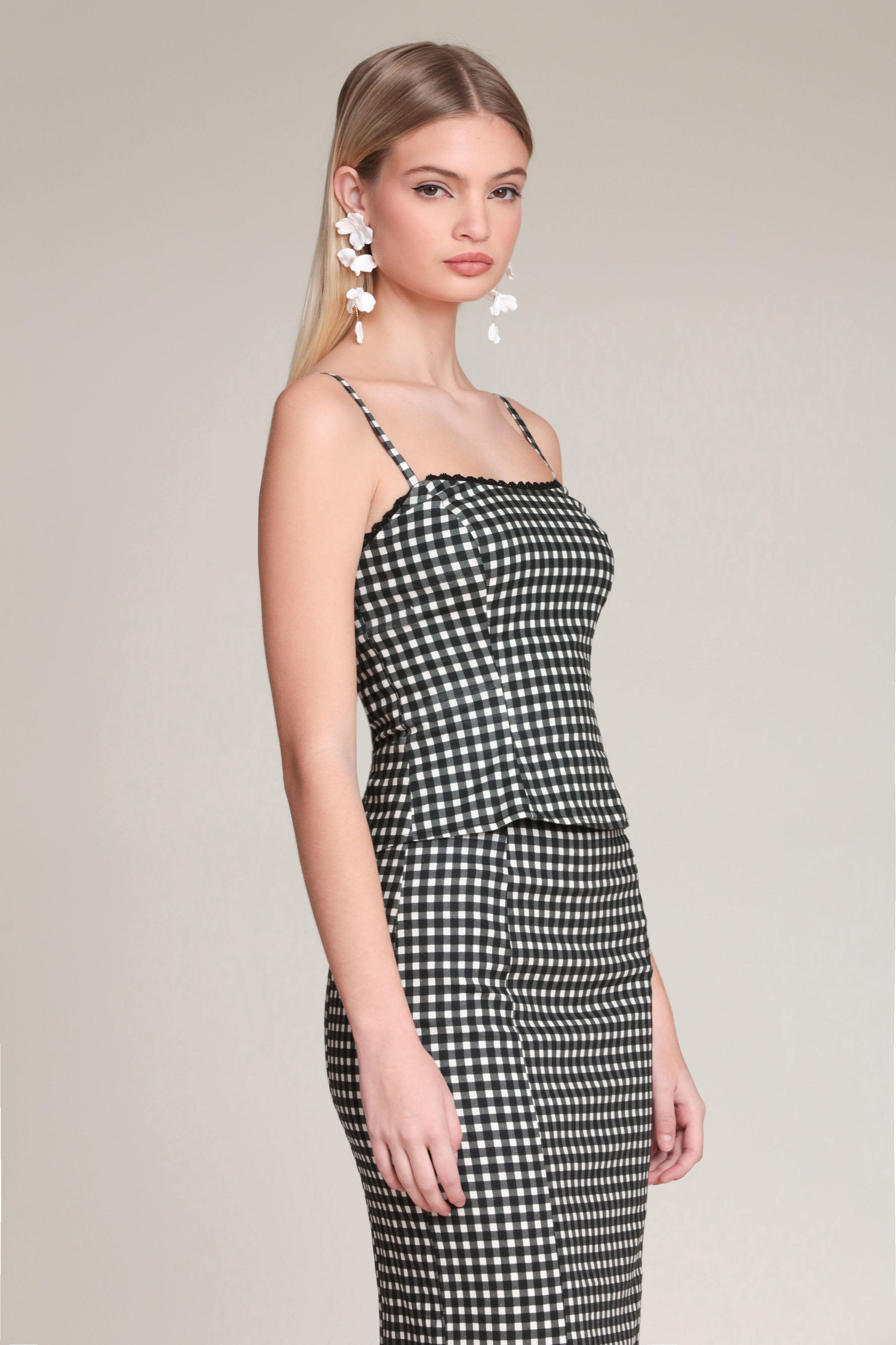 Black gingham cami top with adjustable spaghetti straps - Shop women's cute cami tank tops by Avec Les Filles