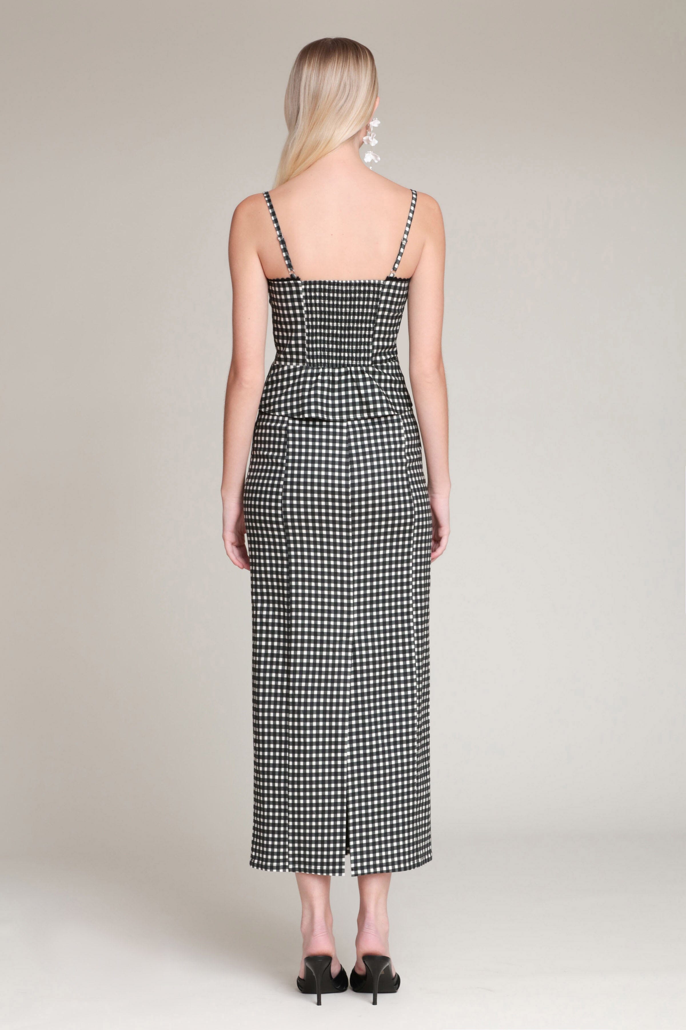 Black gingham cami top with adjustable spaghetti straps - Shop cute women's cami tank tops by Avec Les Filles