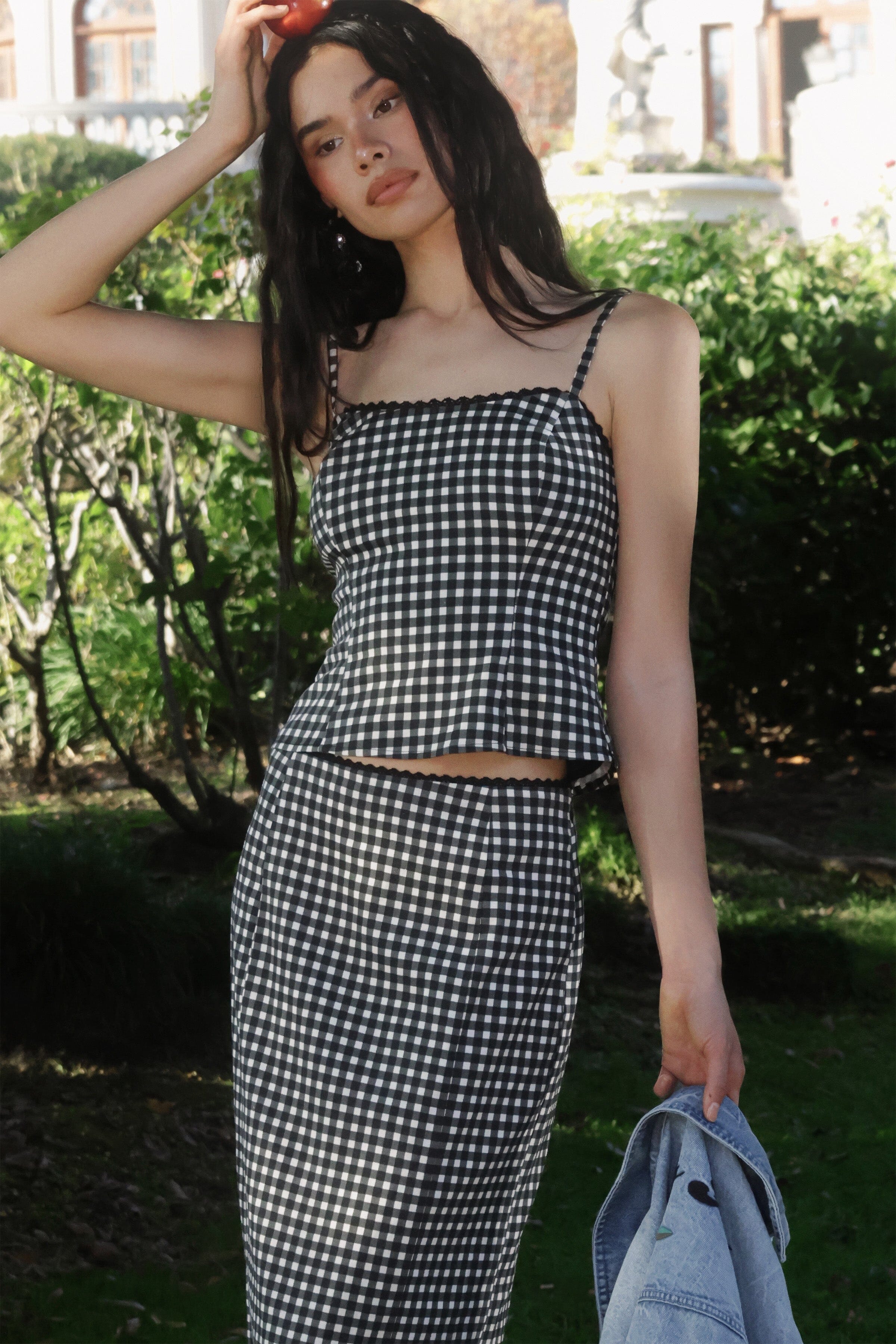 Gingham Linen Blend Cami Top Shirts & Tops Avec Les Filles