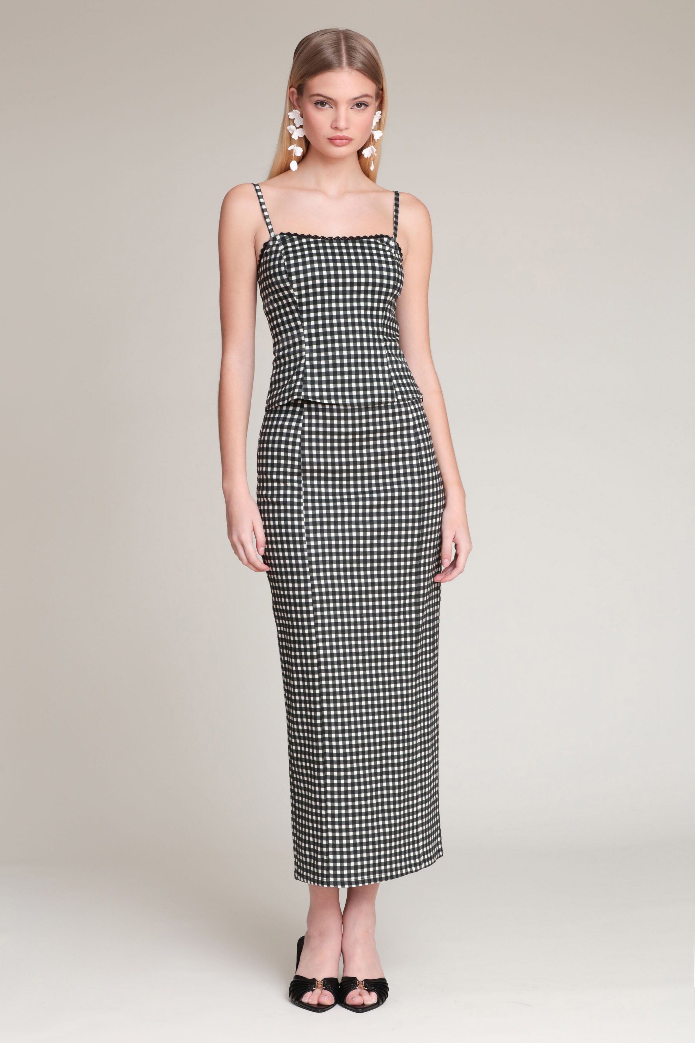 Gingham black cami top with adjustable spaghetti straps - Shop women's cute tank tops by Avec Les Filles