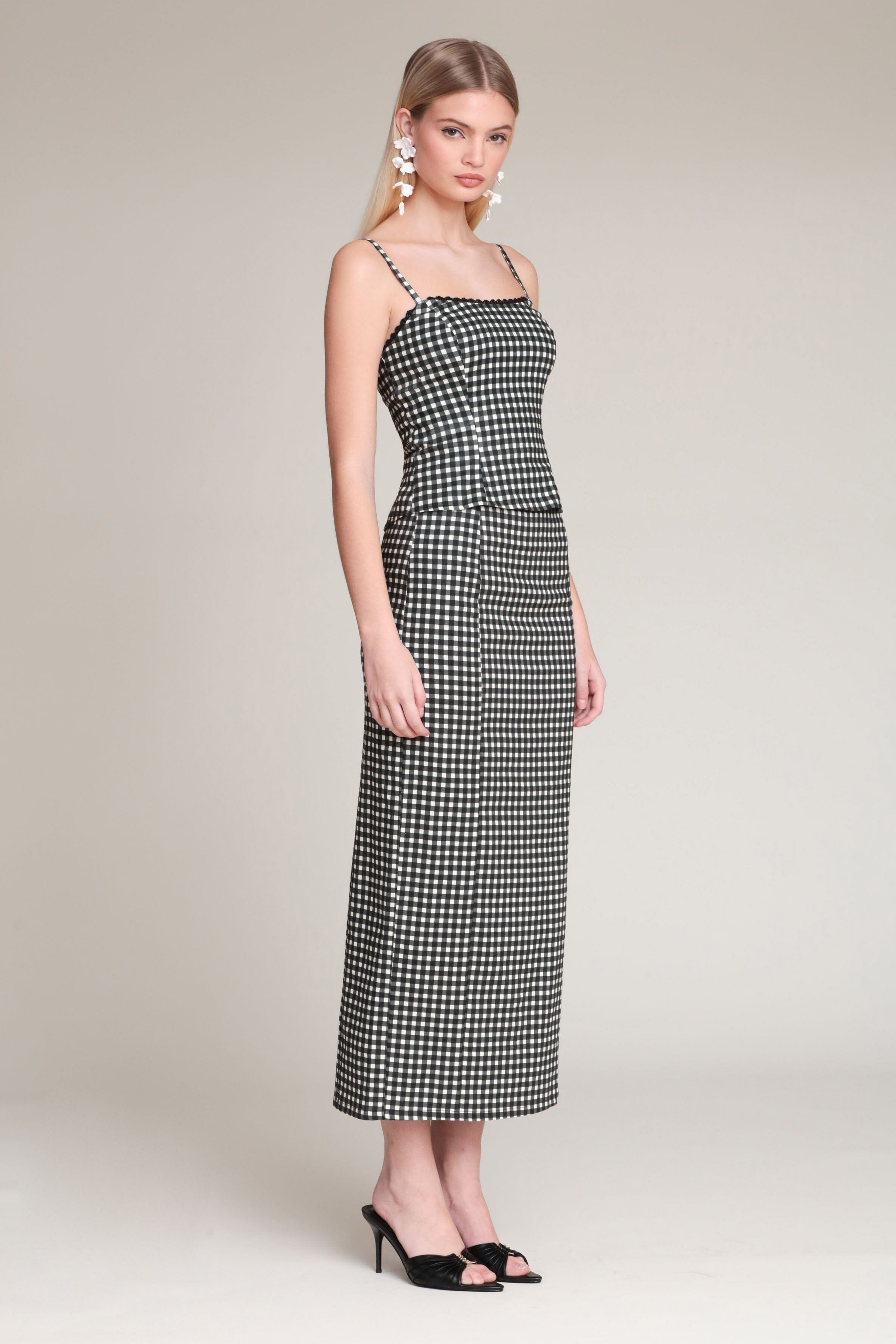 Black gingham cami top with adjustable spaghetti straps - Shop women's cute cami tank tops by Avec Les Filles