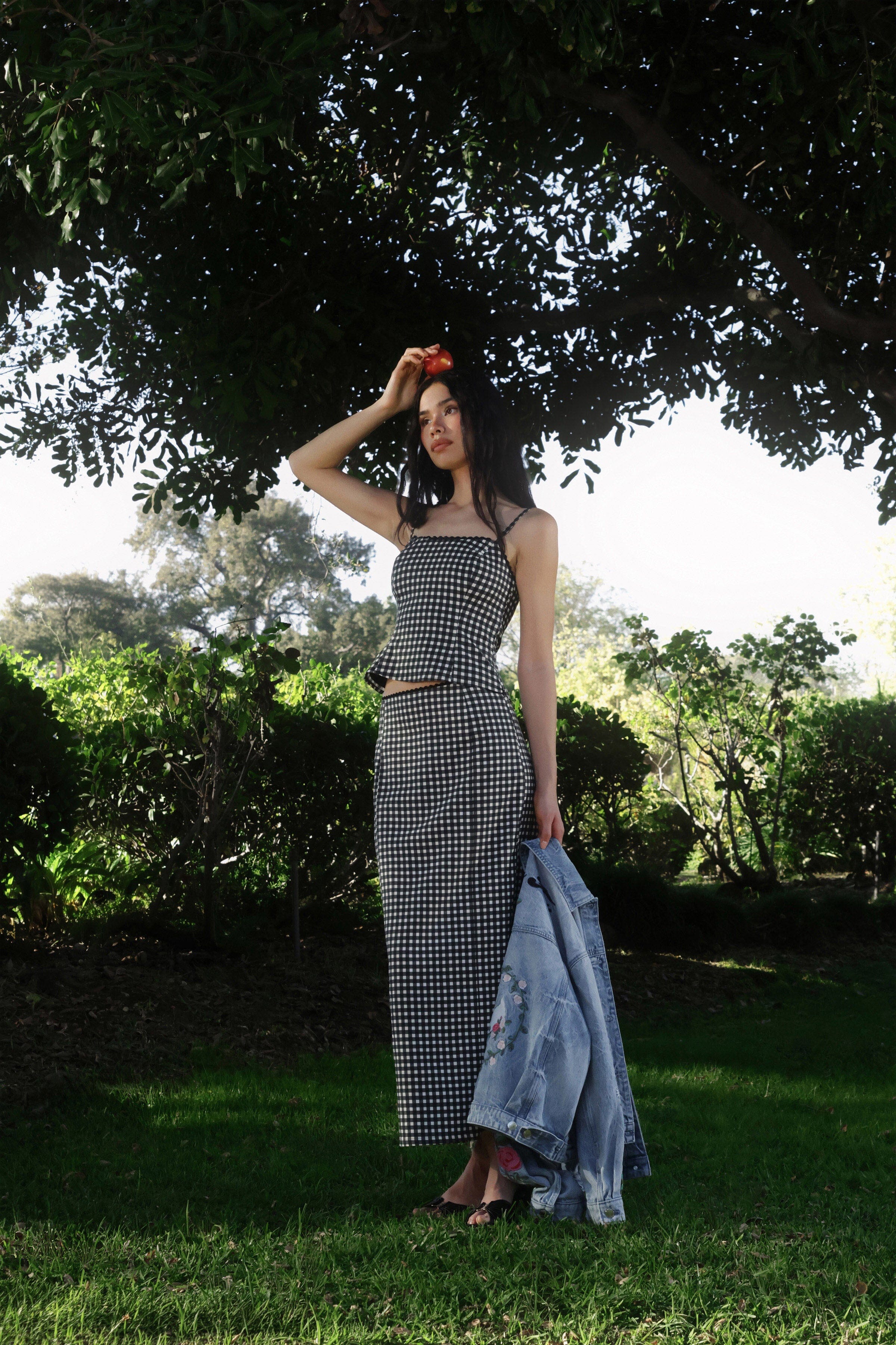 Gingham Linen Blend Pencil Skirt Skirts Avec Les Filles