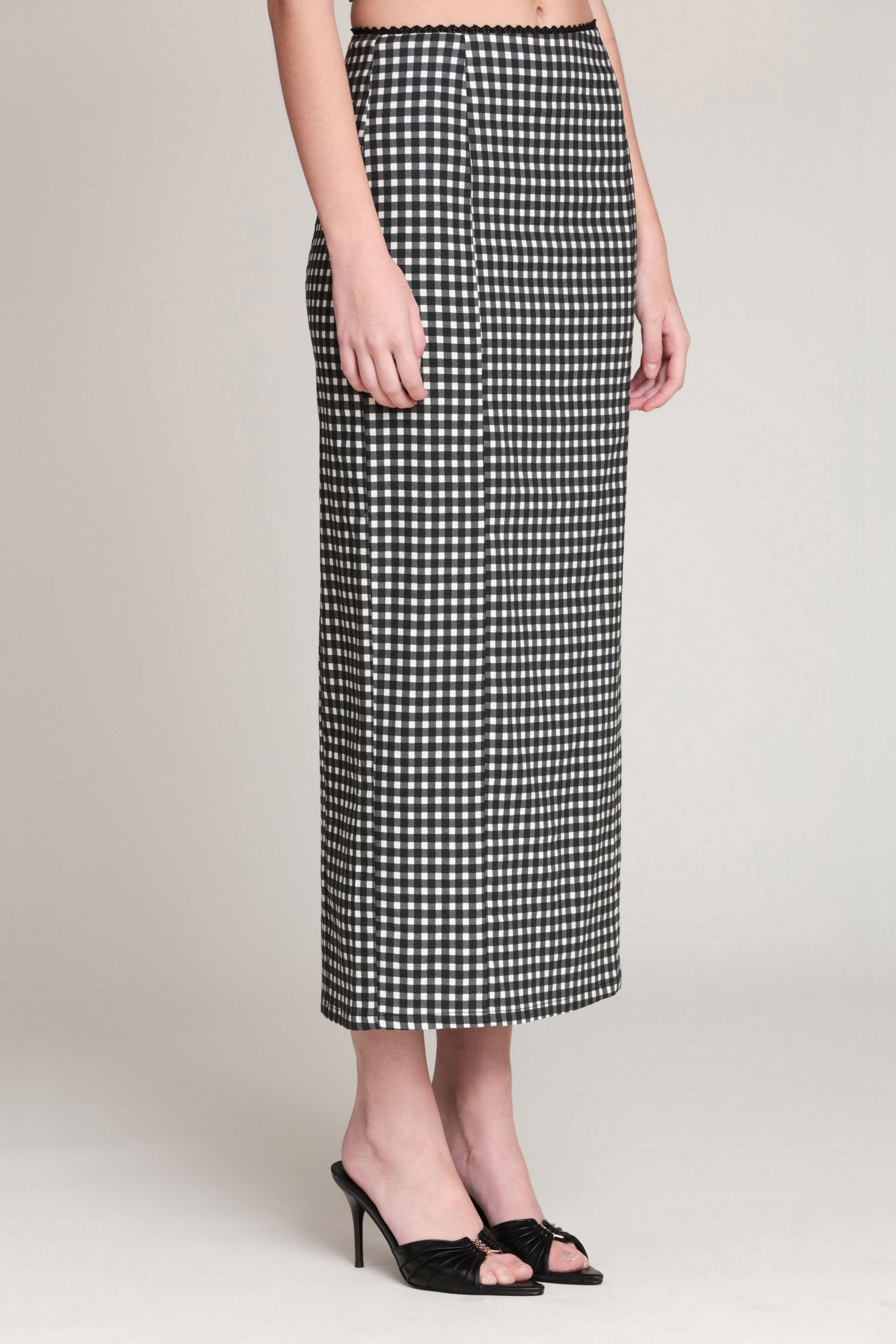 Linen-blend gingham high-rise black maxi skirt - Shop women’s cute maxi skirts by Avec Les Filles