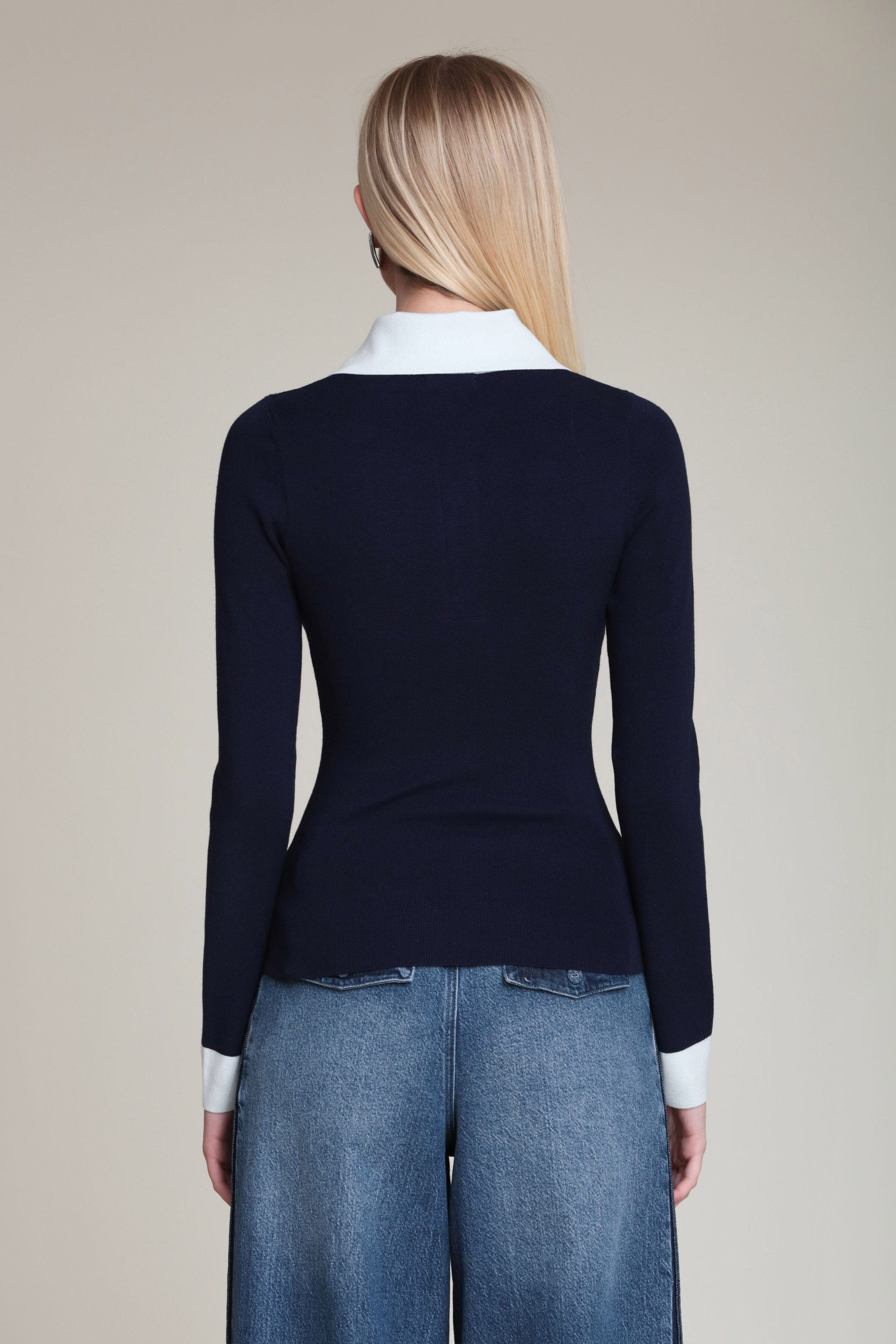 Women's navy blue sweater with long sleeves - Shop designer sweaters by Avec Les Filles