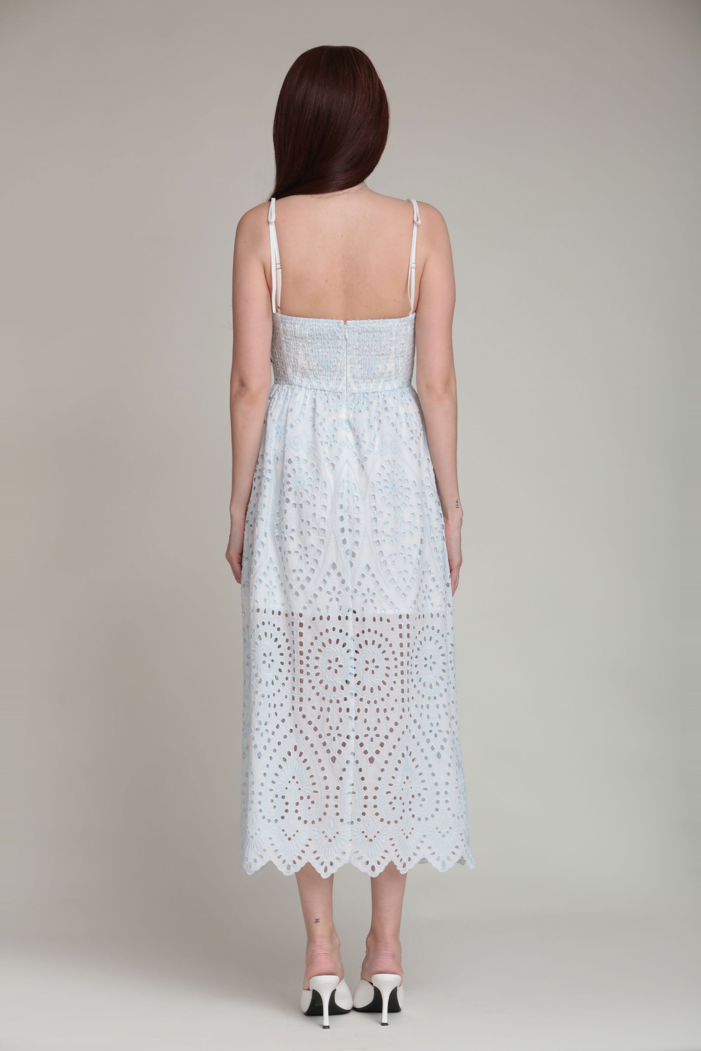 Cotton light blue midi dress with adjustable straps - Shop women's cute midi dresses by Avec Les Filles