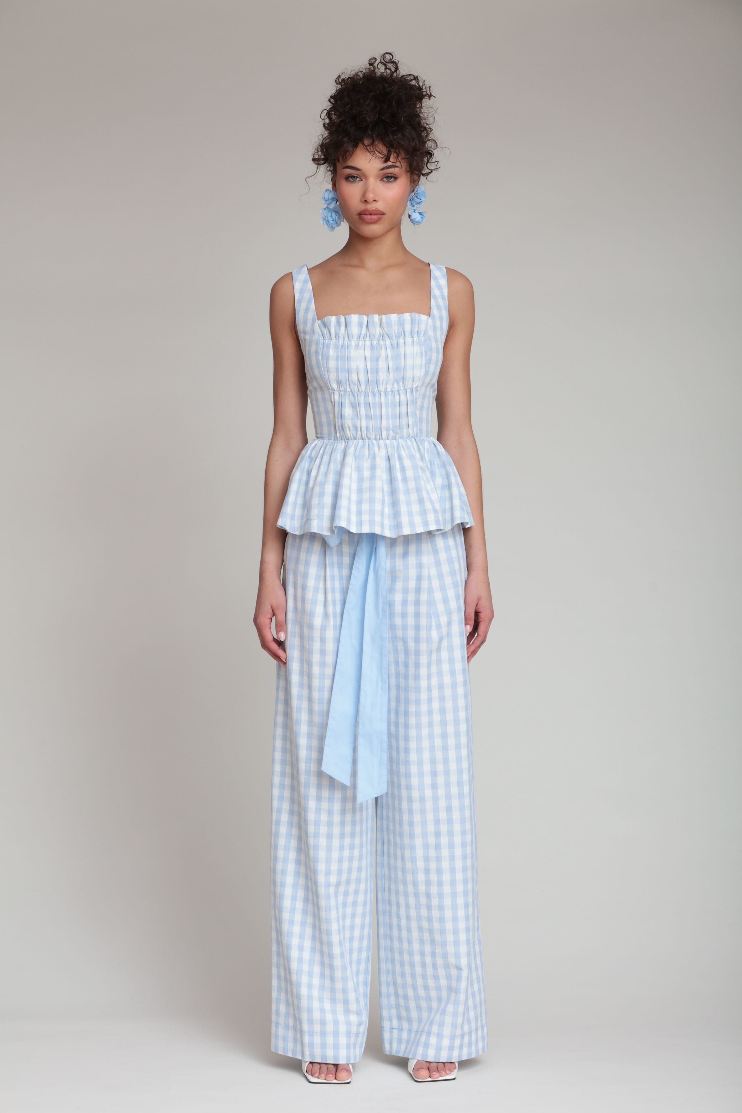 Gingham Peplum Top Shirts & Tops Avec Les Filles