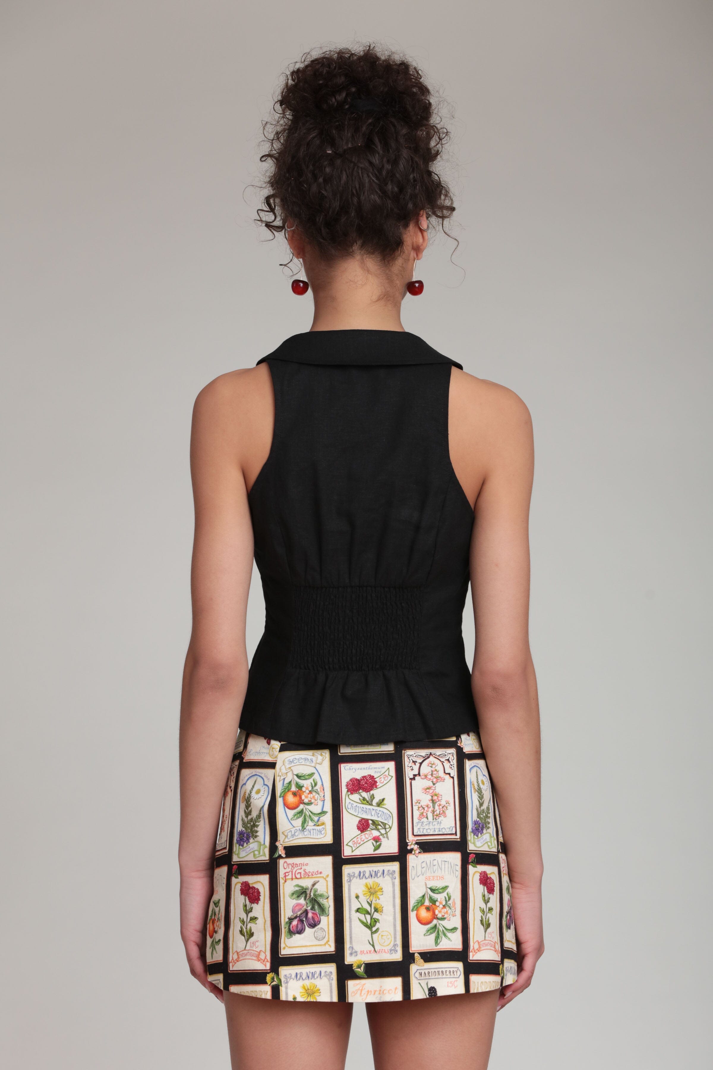 Linen blend sleeveless black top - Shop designer women's cute tops by Avec Les Filles