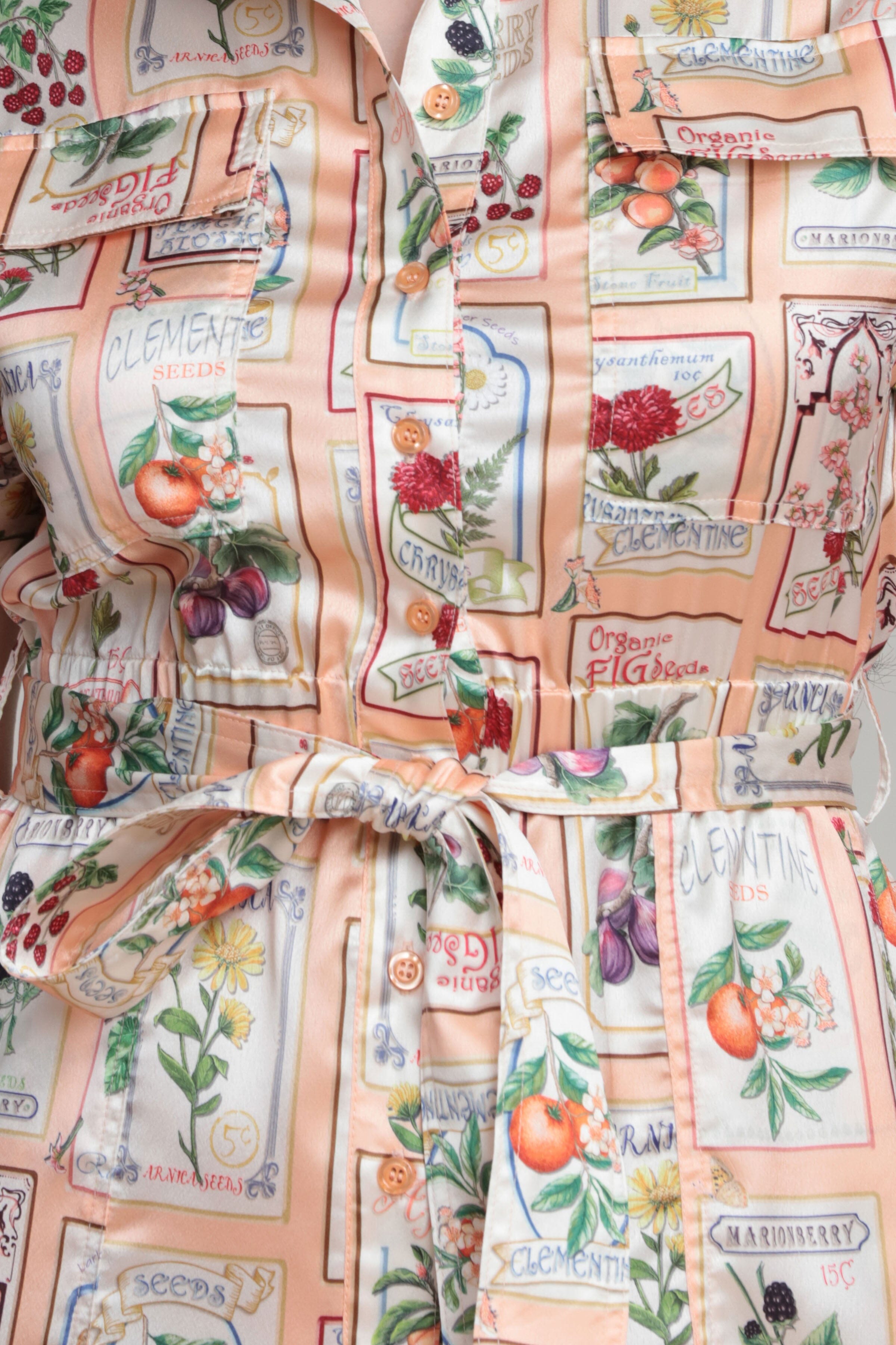 Satin multicolor floral belted romper with a button front - Shop designer women's cute romper by Avec Les Filles