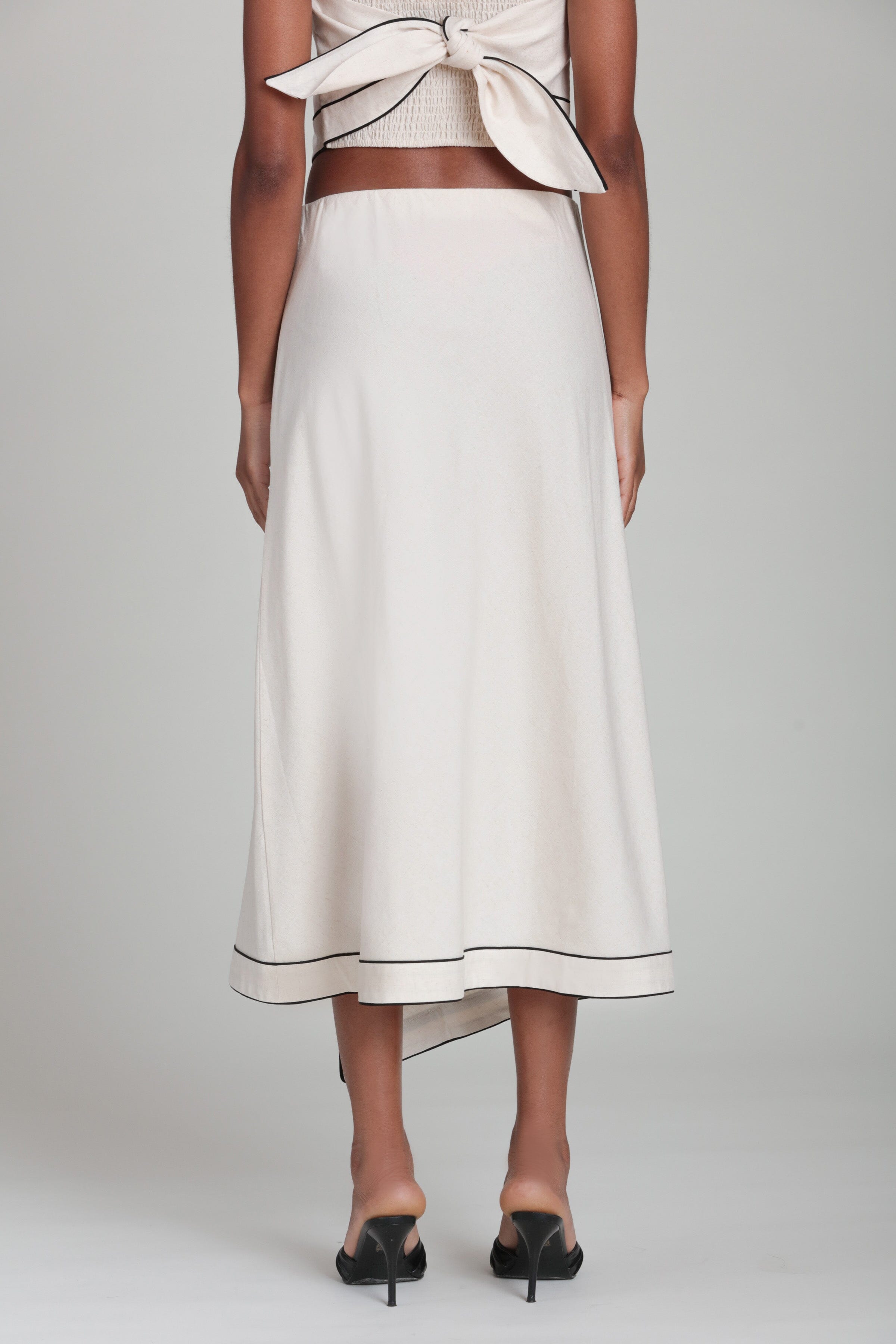 Linen blend faux white linen wrap skirt with an elastic waistband - Shop women's cute maxi skirts by Avec Les Filles