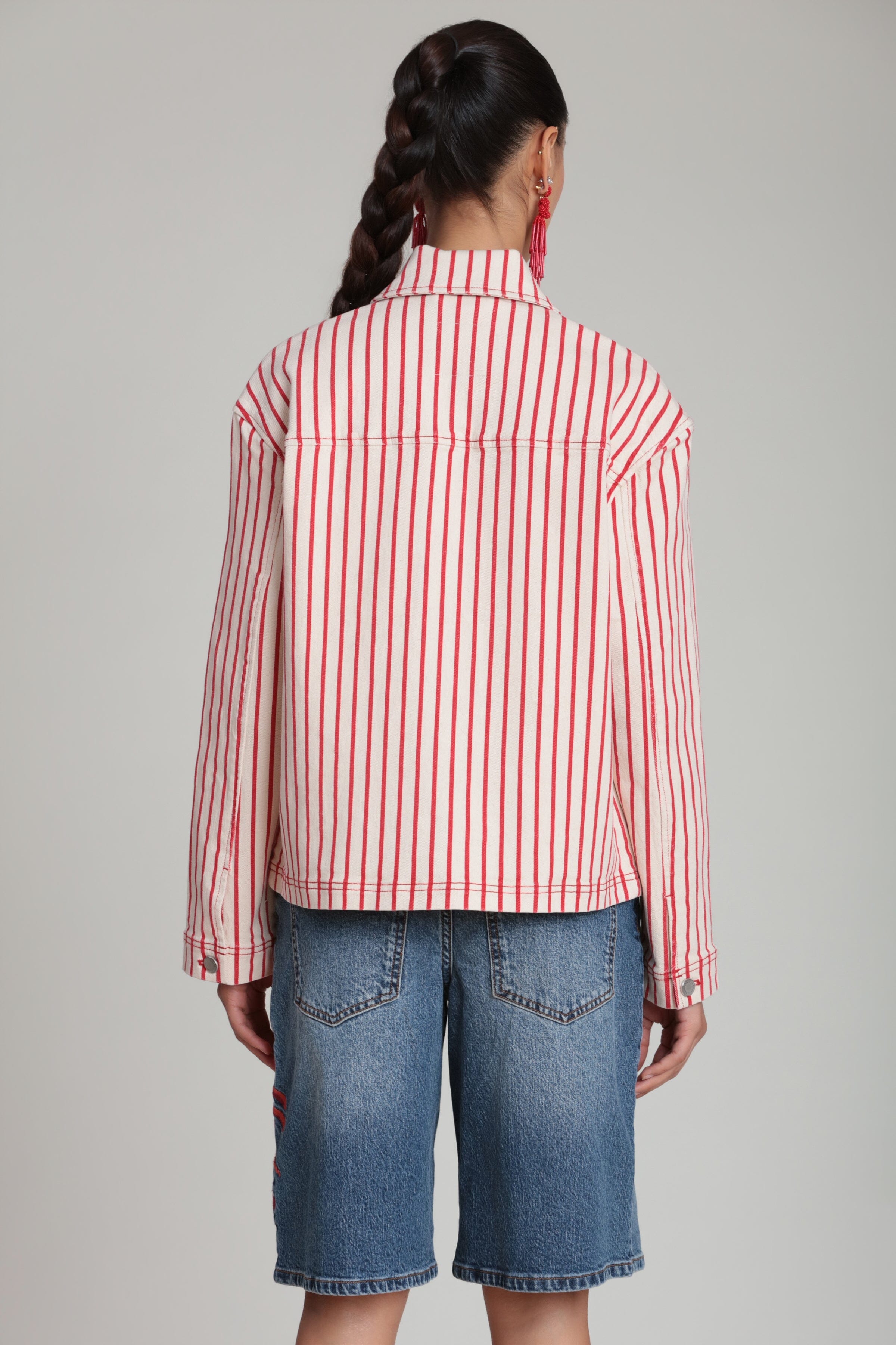 Stretch cotton red collared jacket with long sleeves - Shop cute womens cotton jackets by Avec Les Filles