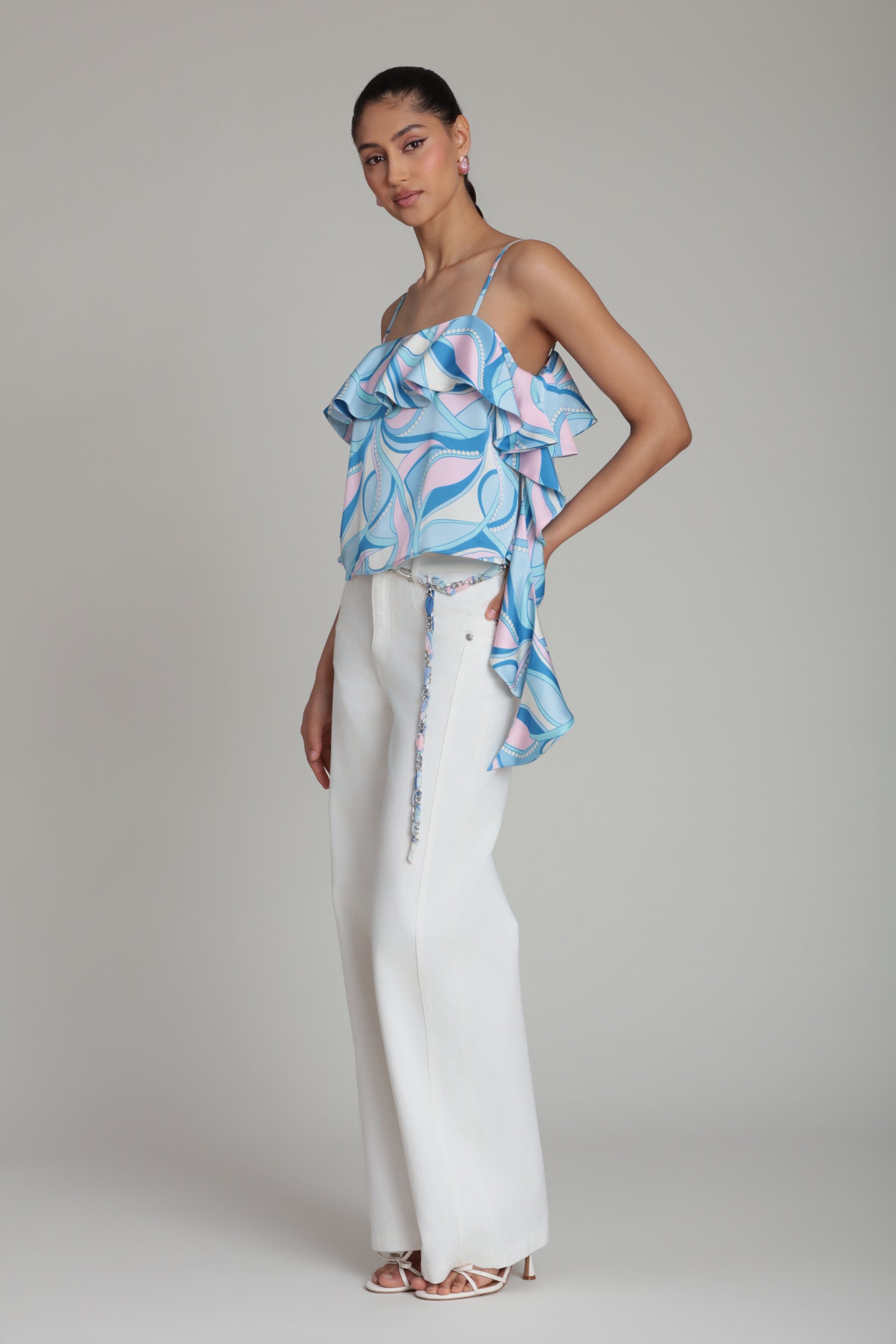 Chain Belt Wide Leg Jeans Pants Avec Les Filles