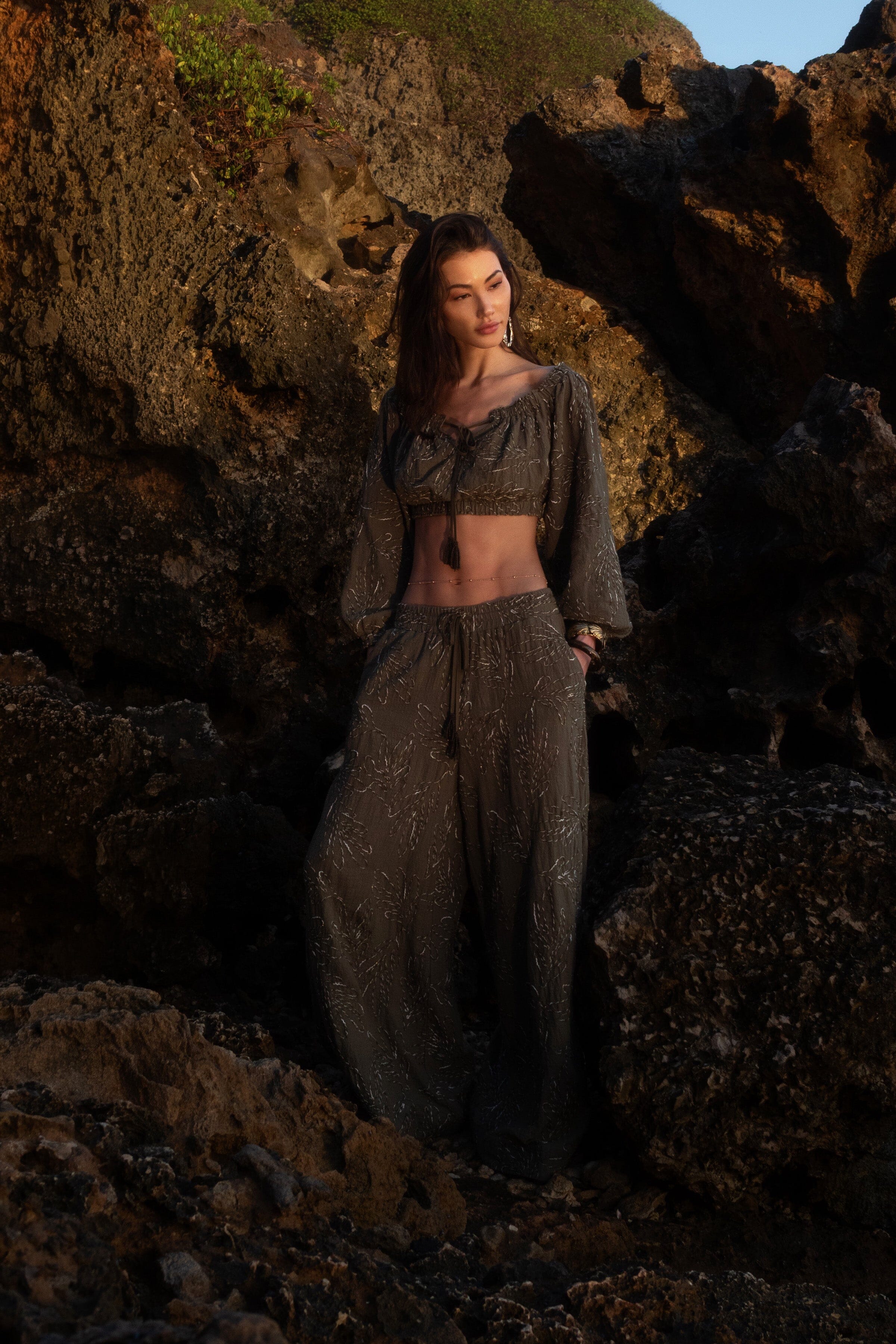 Embroidered Wide Leg Palazzo Pants Pants Avec Les Filles