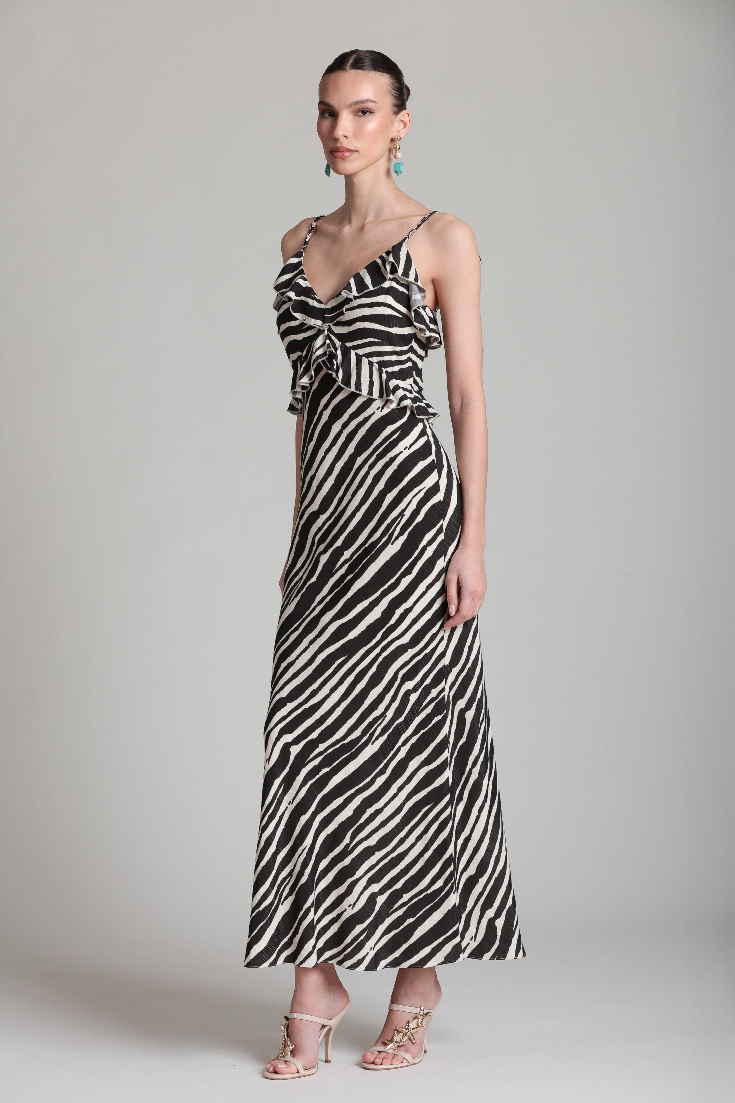Zebra black and white stripe maxi dress with adjustable straps - Shop cute maxi dresses by Avec Les Filles.