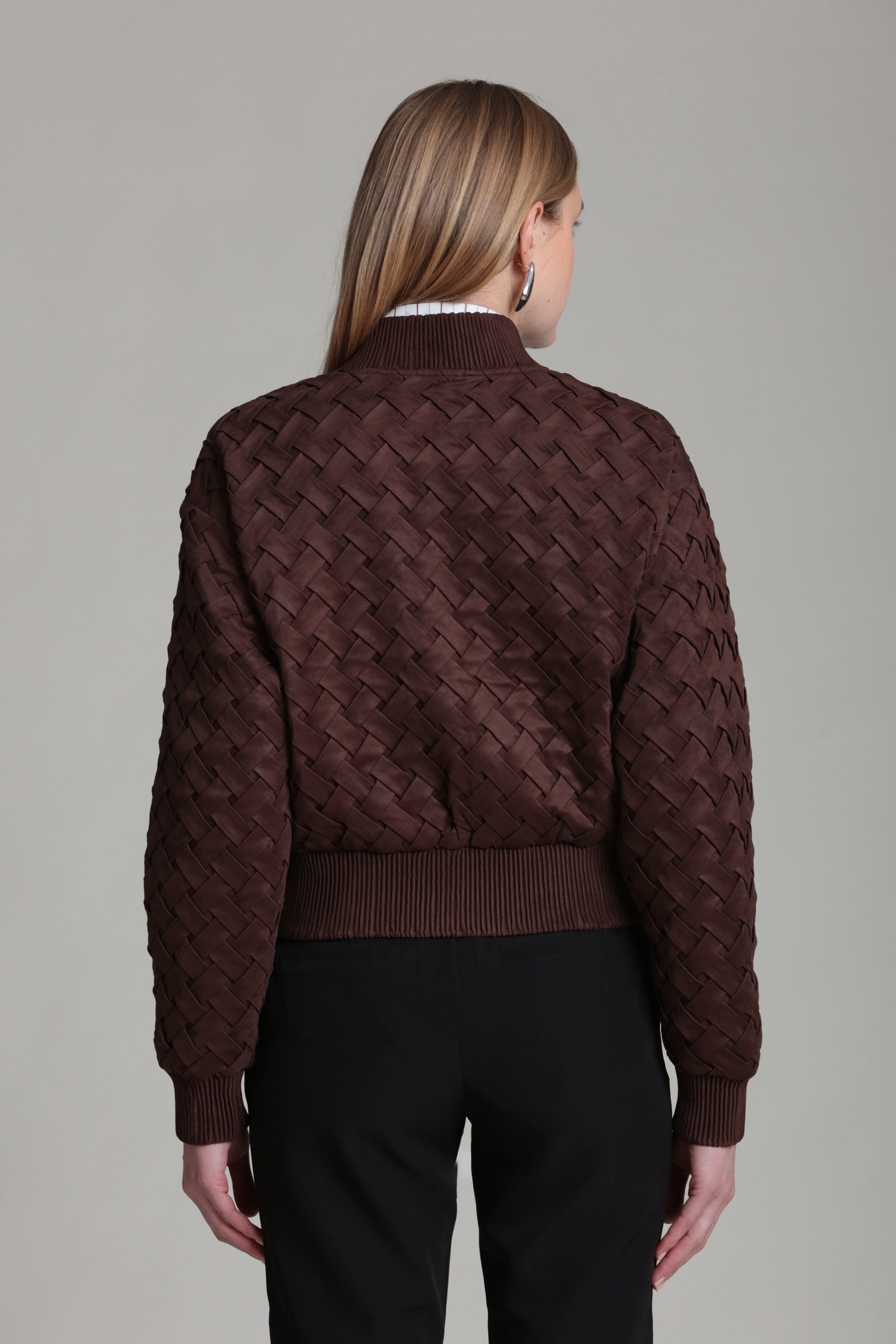 woven brown faux jacket women with long sleeves - Shop cute bomber jackets by Avec Les Filles