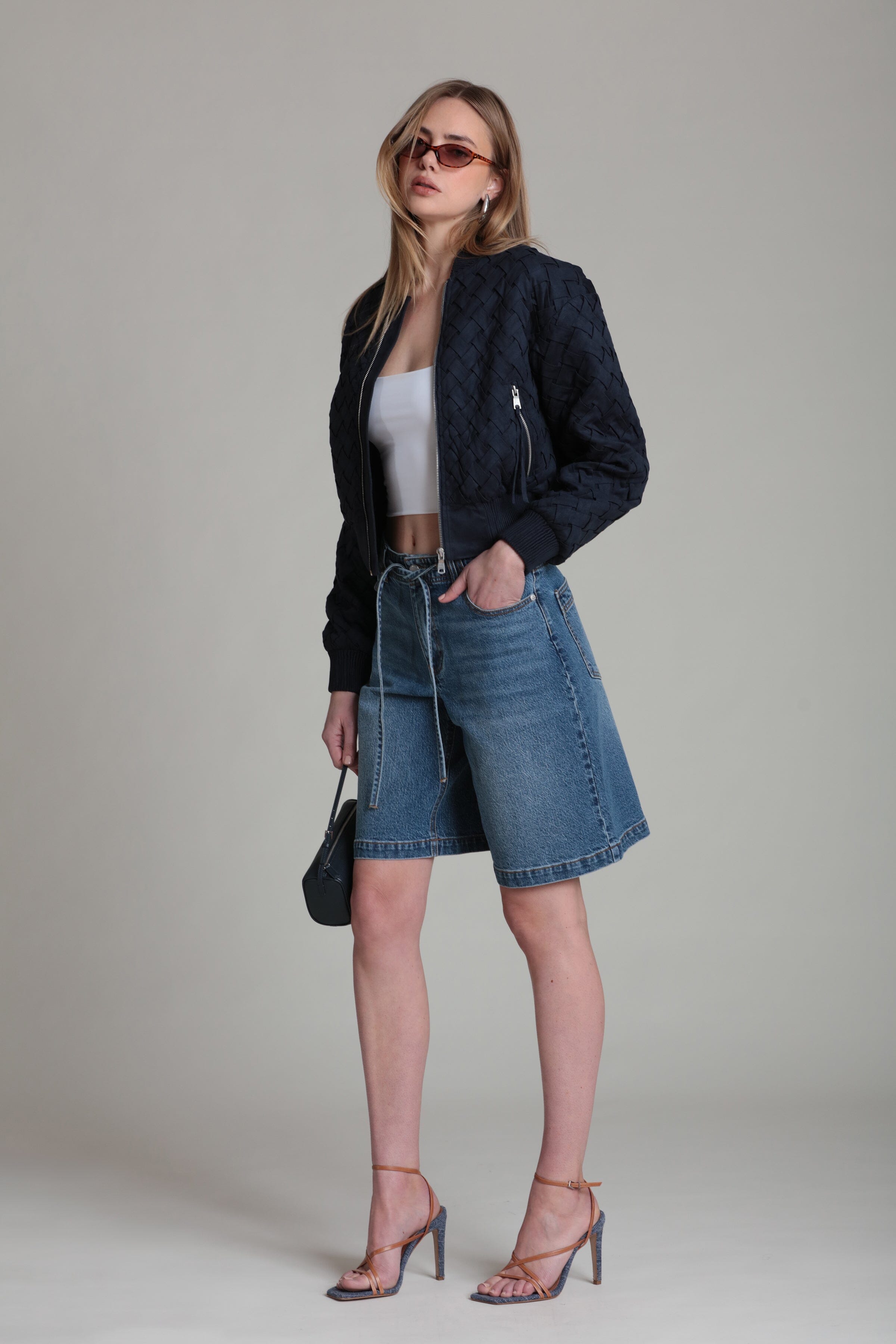 Faux Suede Woven Bomber Jacket Coats & Jackets Avec Les Filles