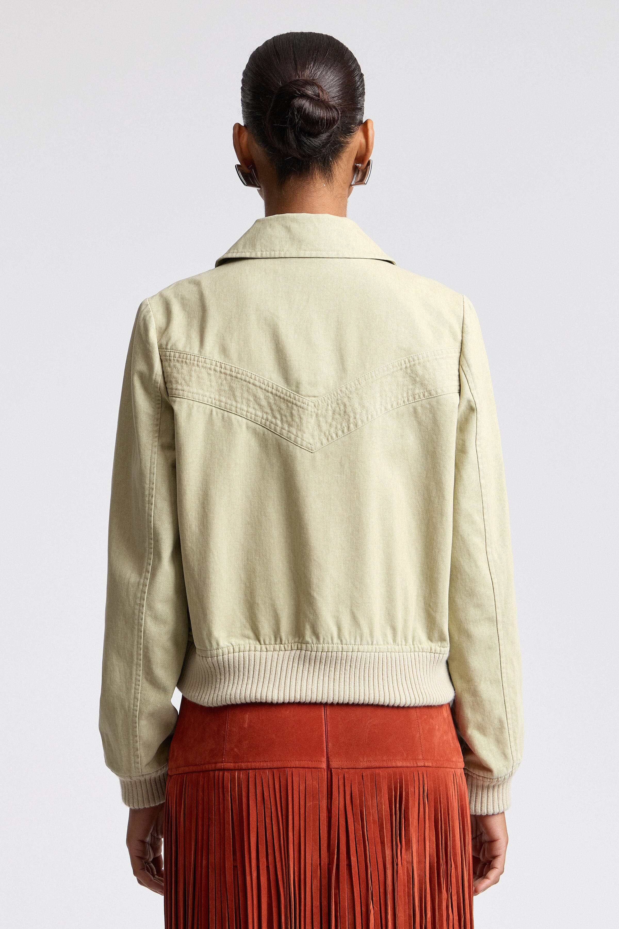 Khaki cotton bomber jacket for women with long sleeves - Shop designer bomber jackets by Avec Les Filles.