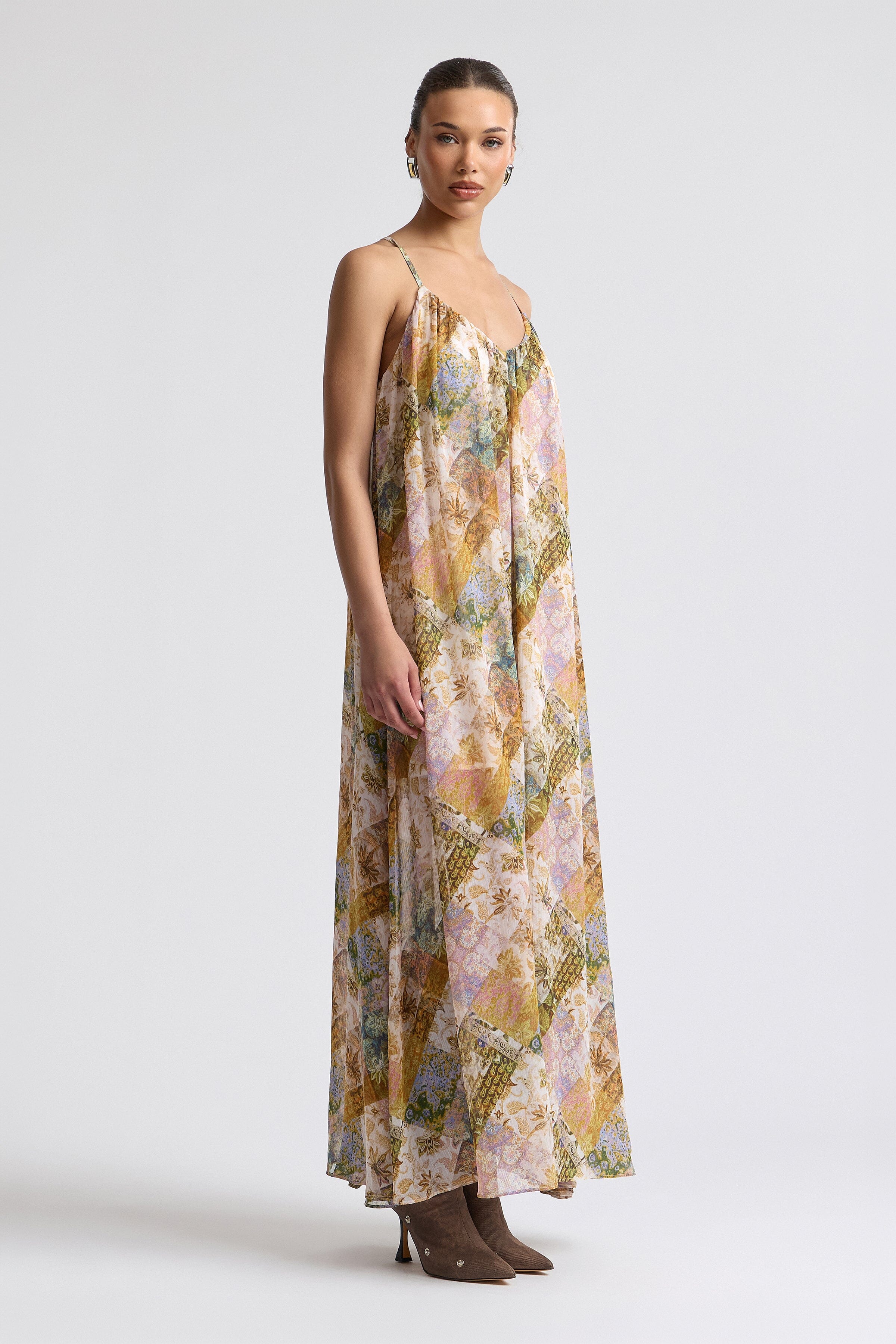 Outpost paisley chiffon floral dress. Shop designer women's maxi dresses by Avec Les Filles.