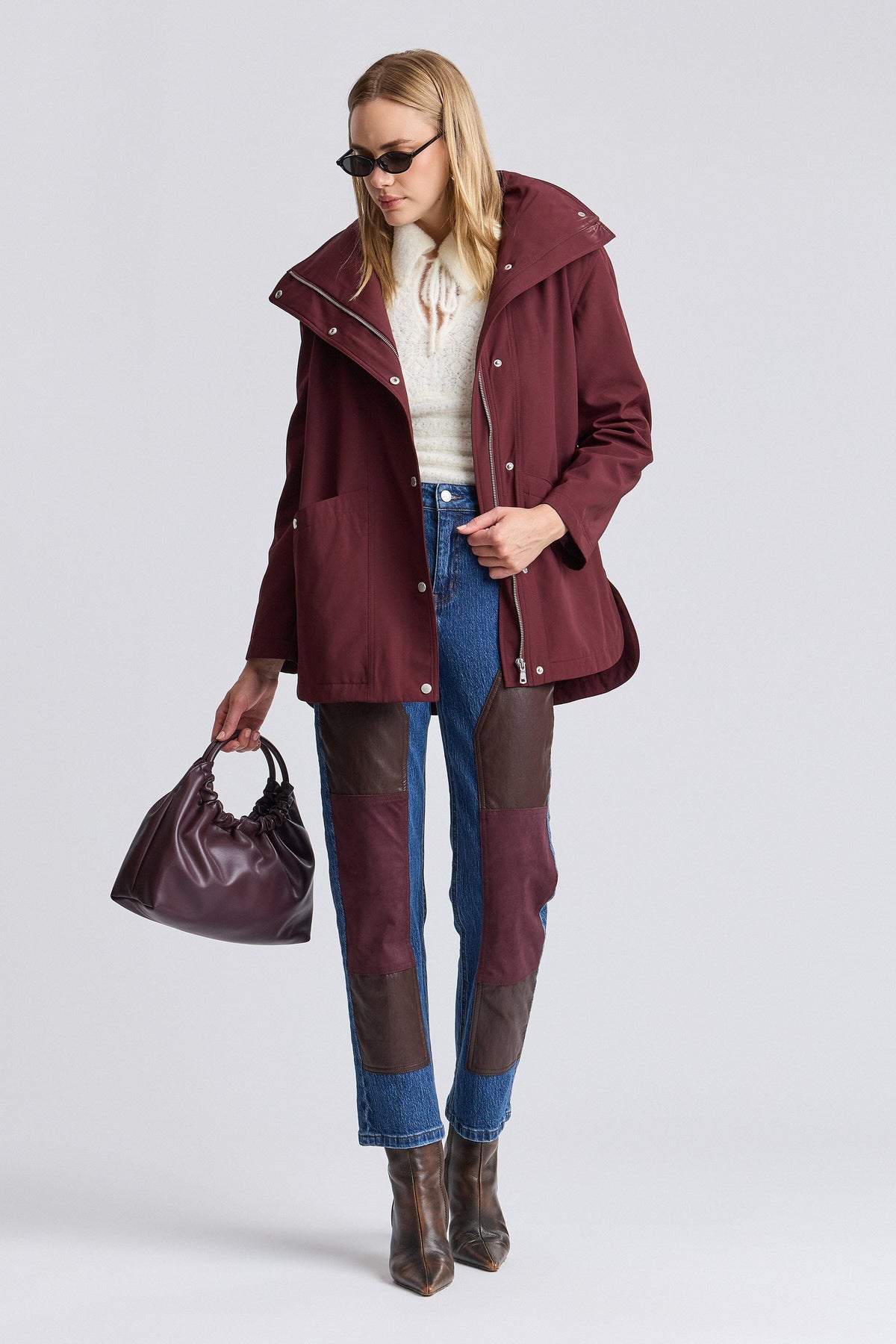 Red rain coat jacket with a zip front and long sleeves - Shop women's cute coat jackets by Avec Les Filles.