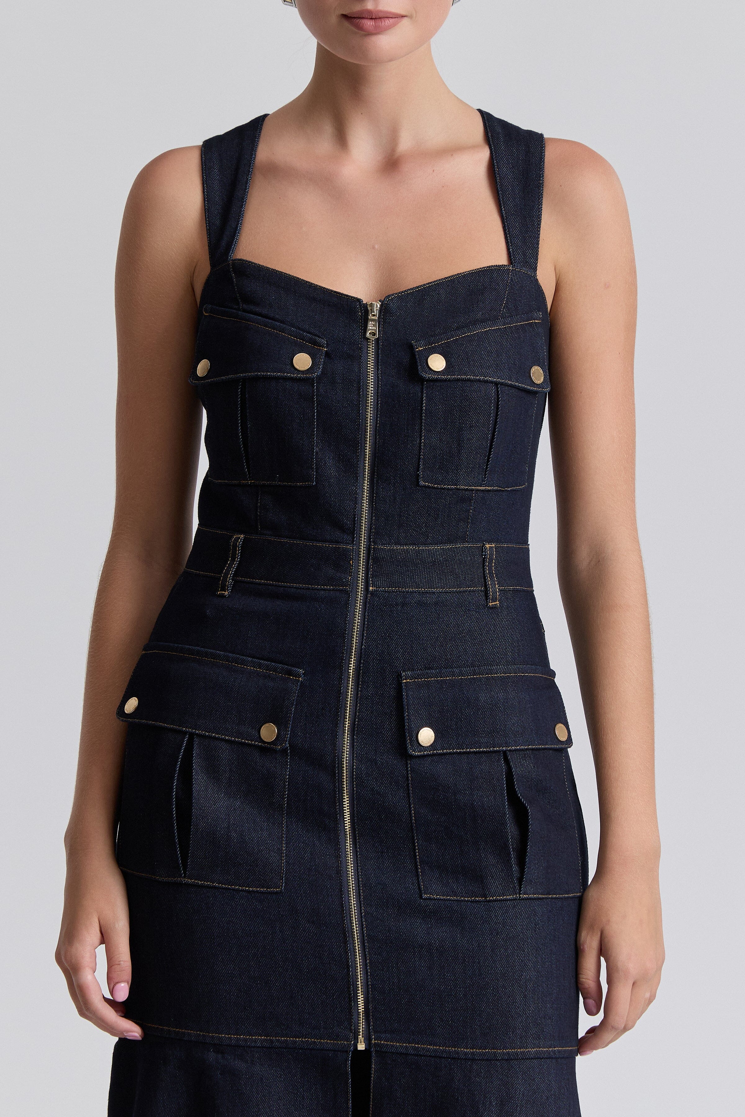 Indigo strapless denim dress, sleeveless and sweetheart bodice - Shop cute denim dresses for women by Avec Les Filles