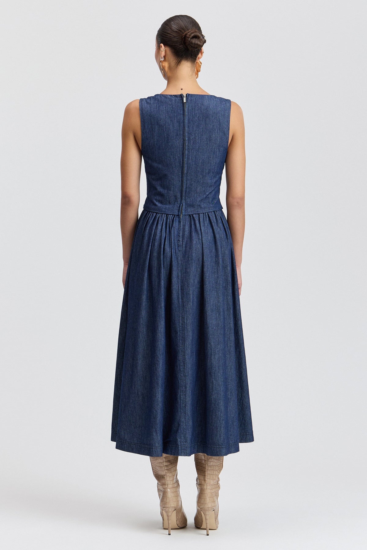 Denim Drop-Waist Maxi Dress Dresses Avec Les Filles