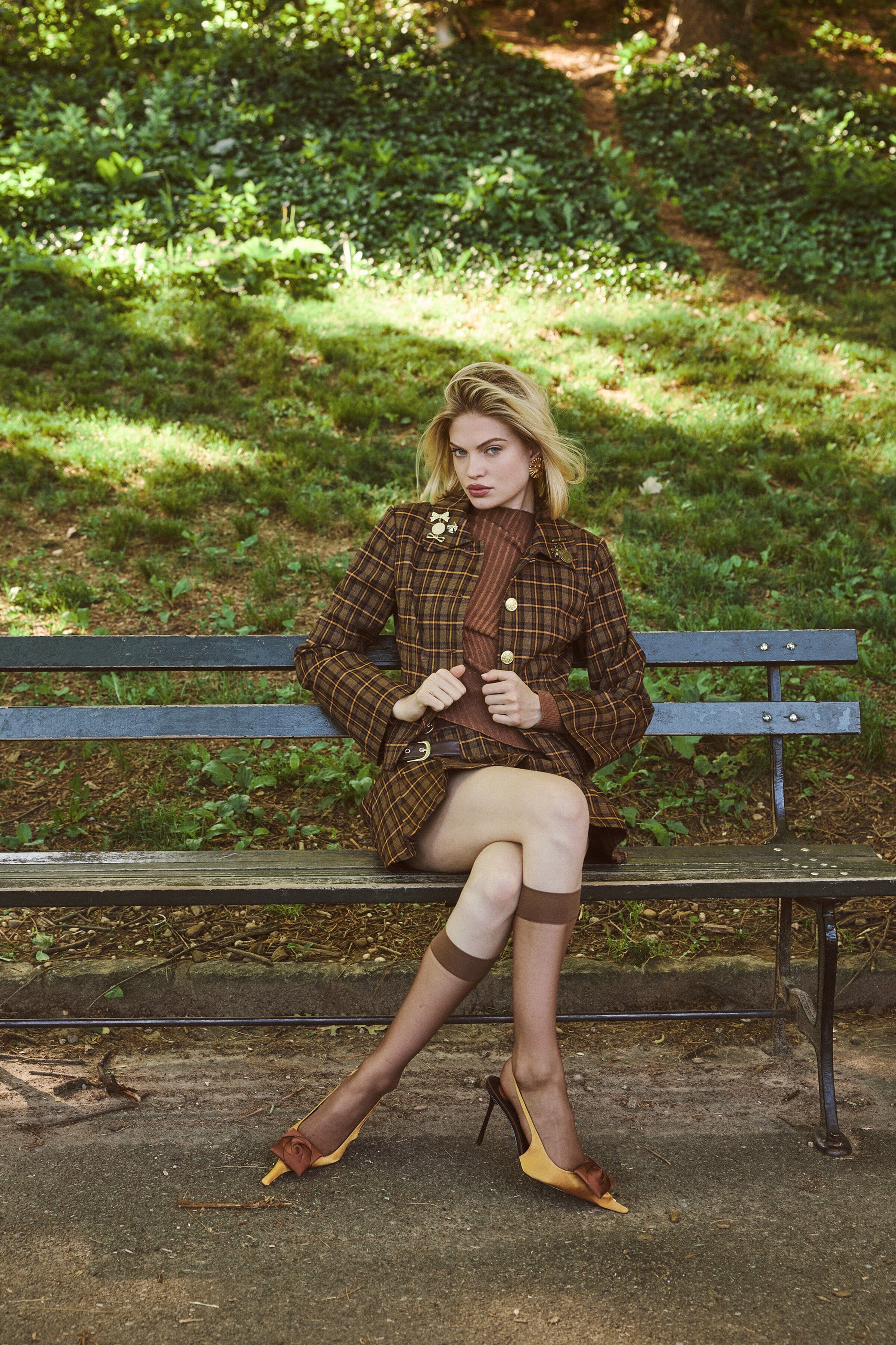 Novelty Pin Plaid Jacket Avec Les Filles