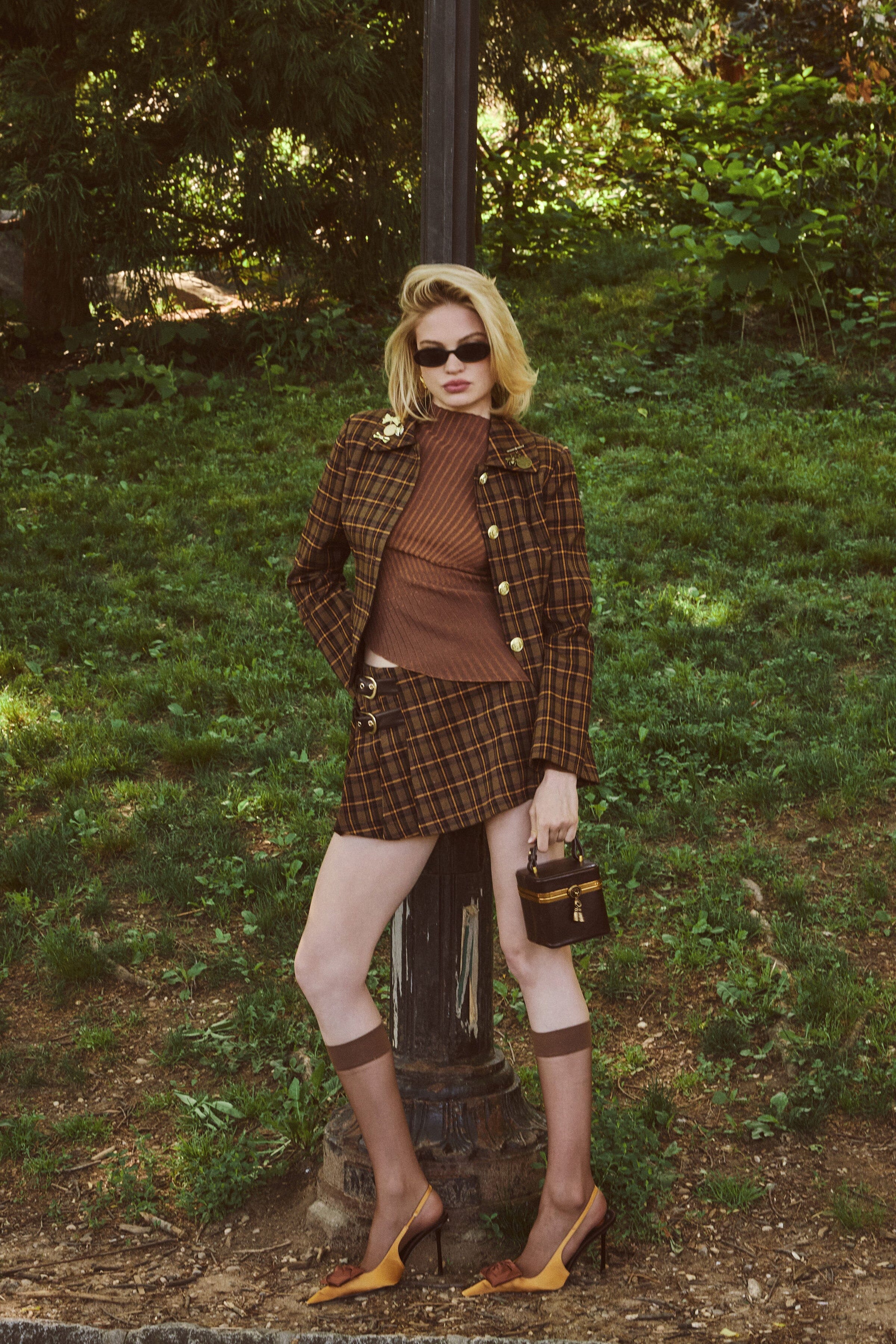 Novelty Pin Plaid Jacket Avec Les Filles