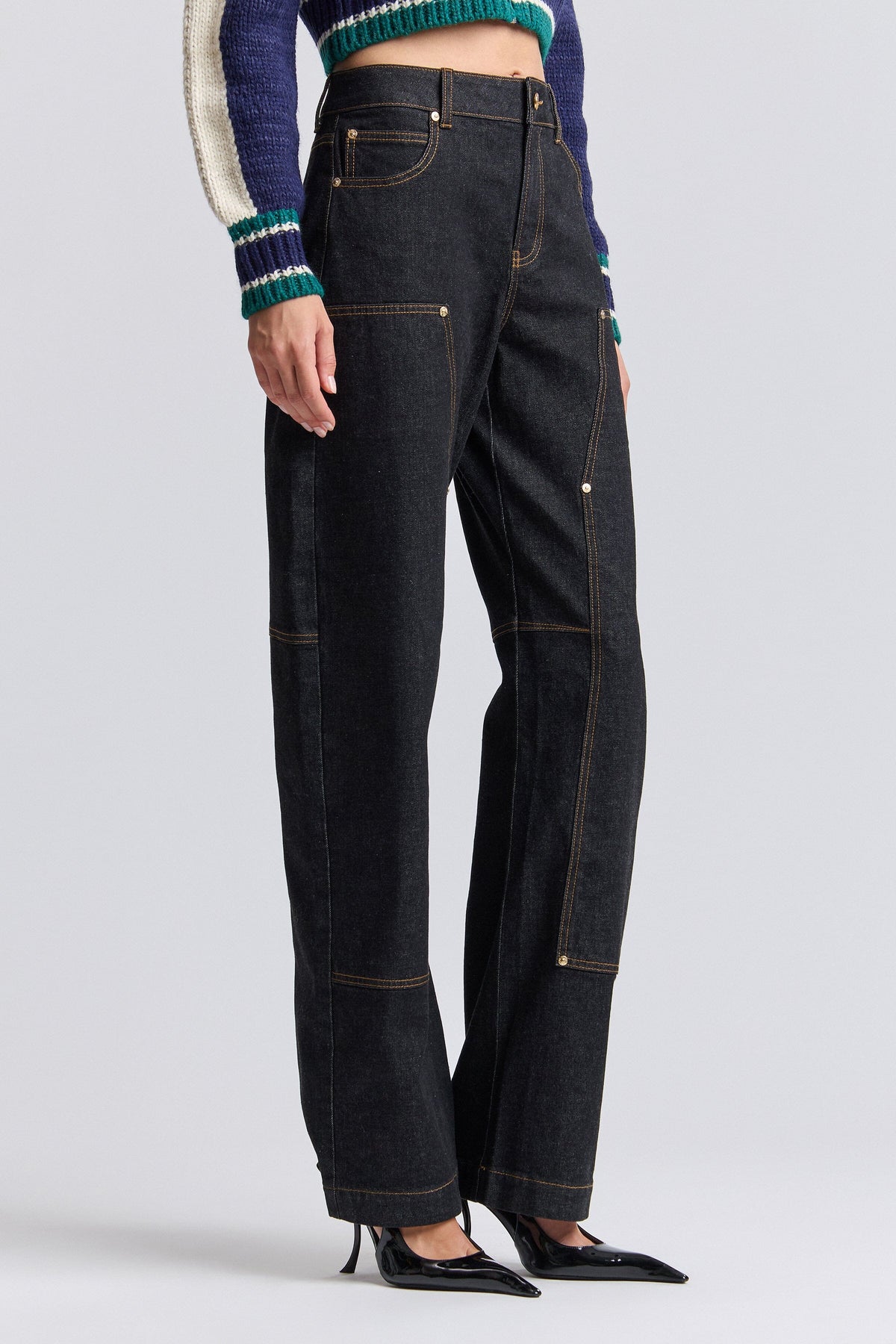 Dark wash wide leg jeans with a mid-rise waist and pockets - Shop designer women's cute jeans by Avec Les Filles.