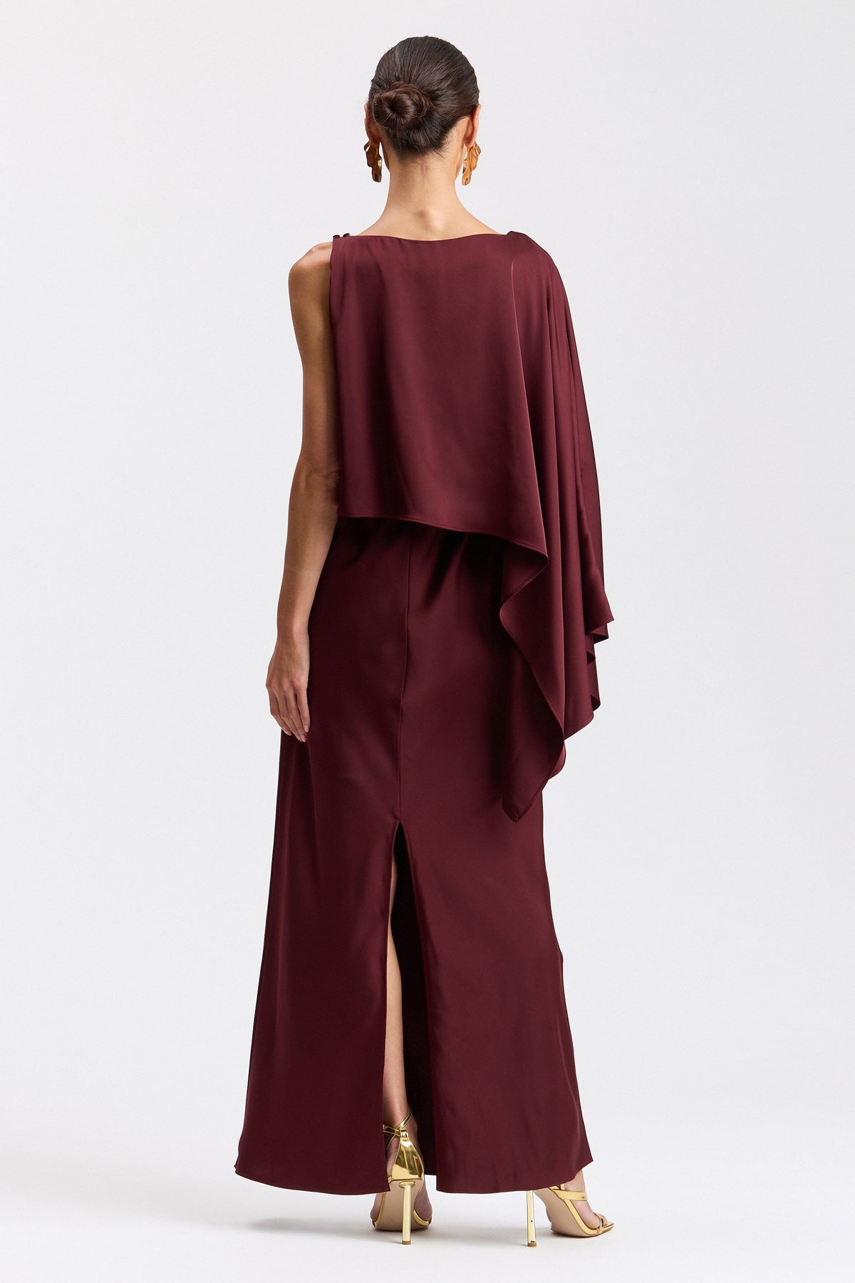 Asymmetrical red long-sleeve maxi dress - Shop designer women's cute maxi dresses by Avec Les Filles.