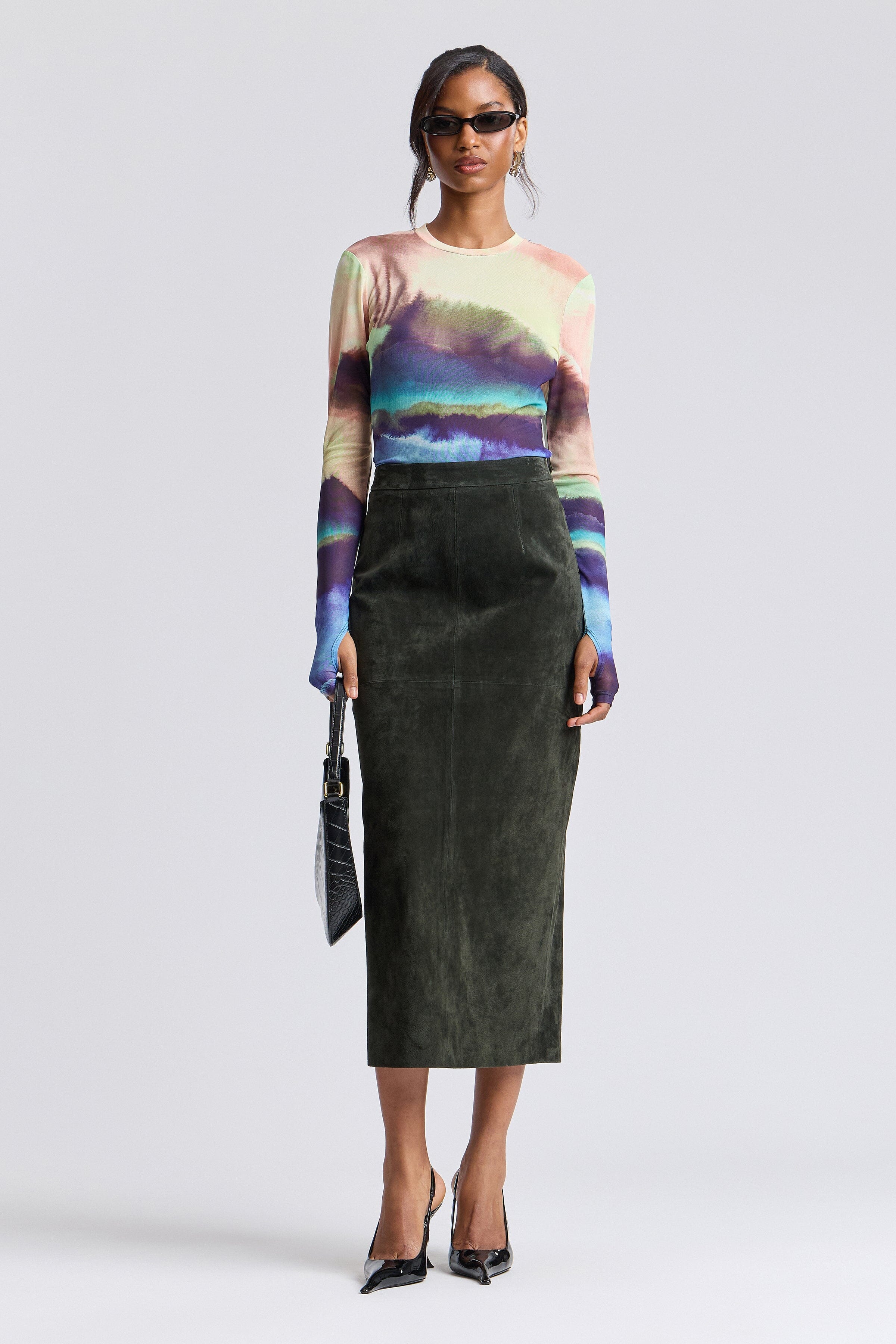 Genuine Suede Maxi Pencil Skirt Skirts Avec Les Filles