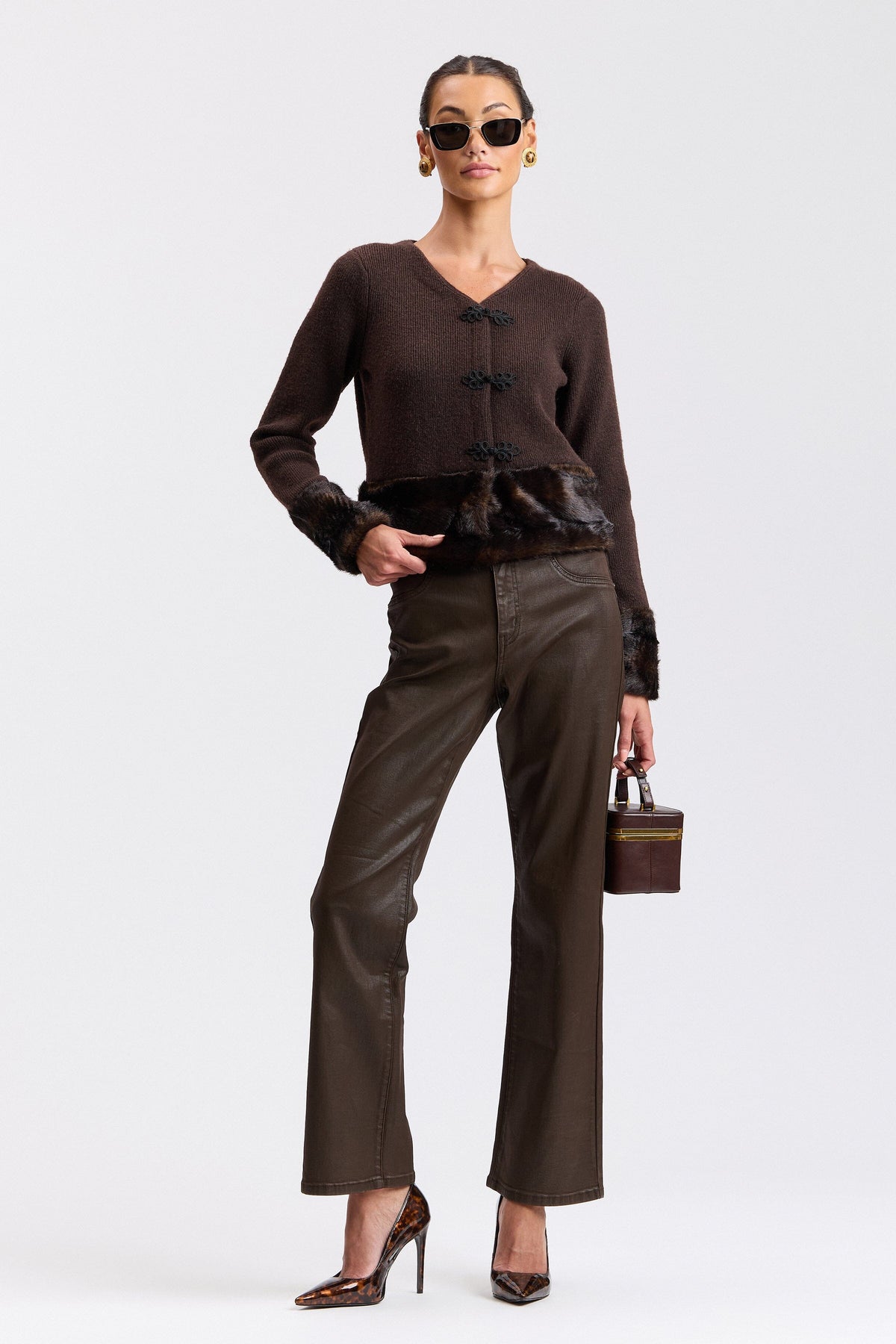 Womens bootcut jeans with a high-rise waist - Shop designer brown bootcut jeans by Avec Les Filles.