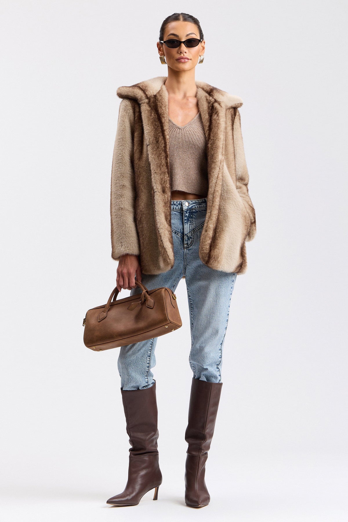 Two-Tone Faux-Fur High-Neck Coat Coats & Jackets Avec Les Filles