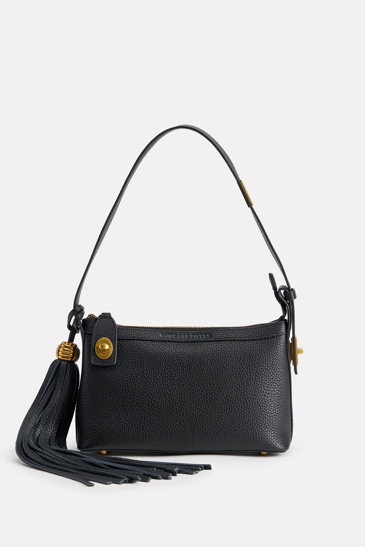 Small black leather shoulder bag in 100% genuine leather - Shop women's cute leather bags by Avec Les Filles.