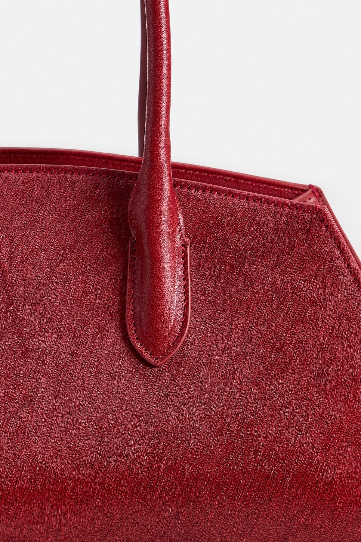 Red shoulder purse in genuine leather with dual leather top handles - Shop women's handbags by Avec Les Filles.