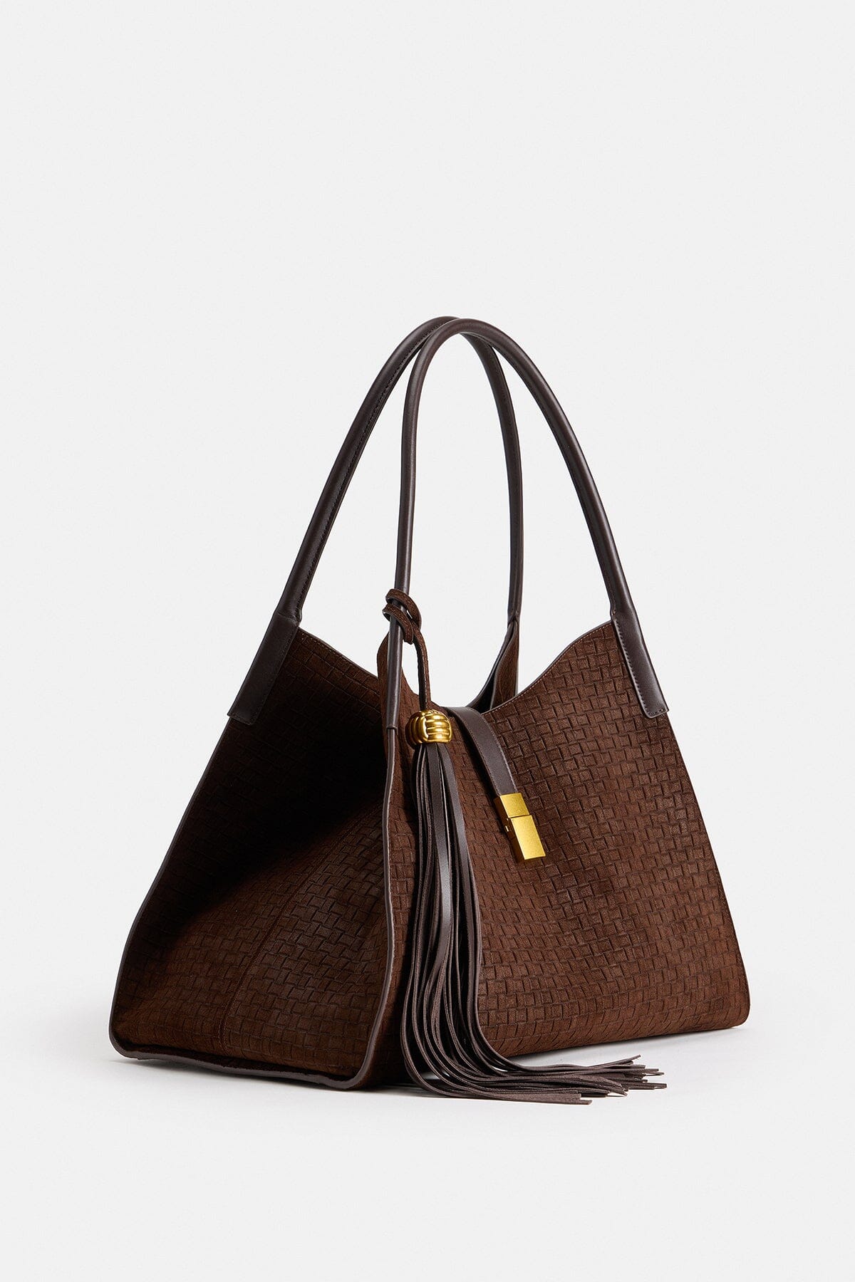 Brown suede woven bag in 100% genuine leather - Shop women's cute suede brown bags by Avec Les Filles.