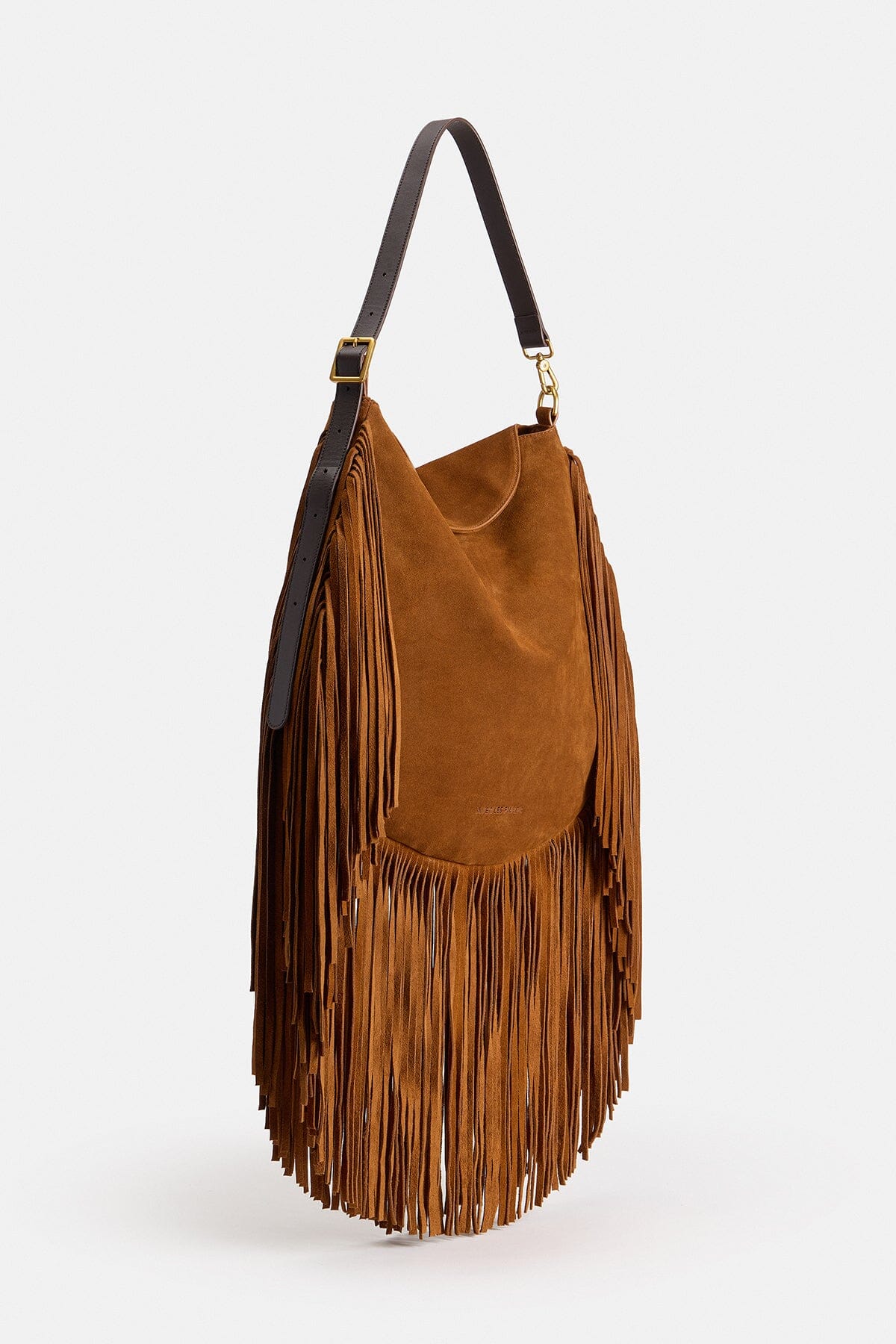 Suede brown fringe bag in genuine leather - Shop women's fringe hobo handbags by Avec Les Filles.
