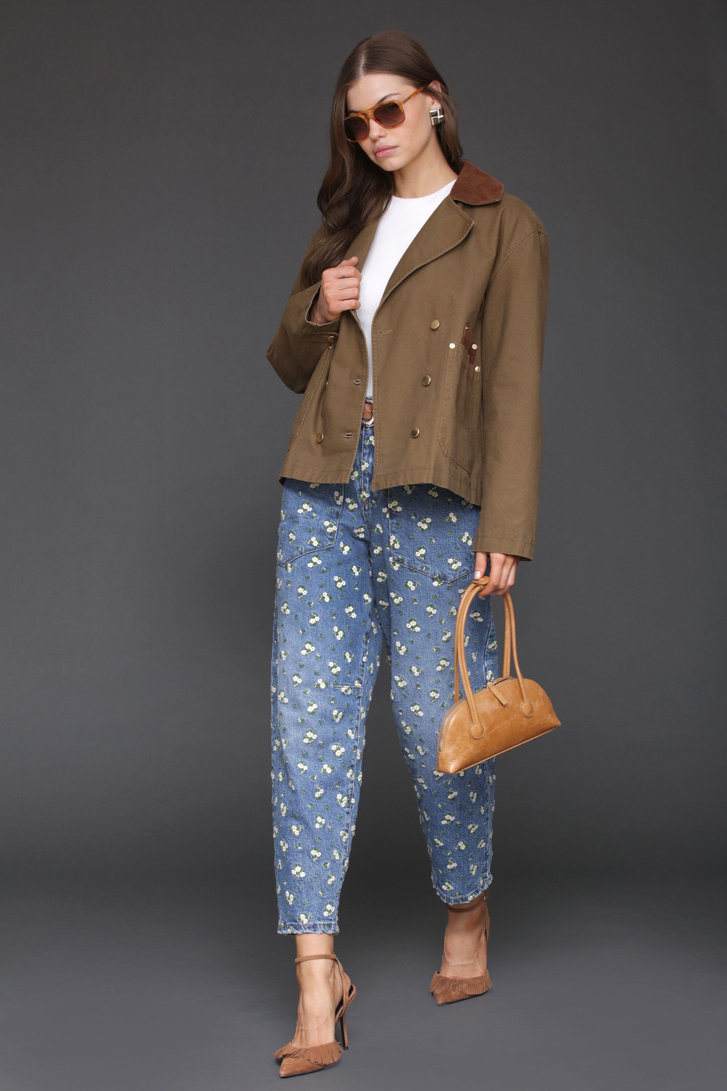 Cropped, Double-breasted Cotton Utility Jacket Coats & Jackets Avec Les Filles