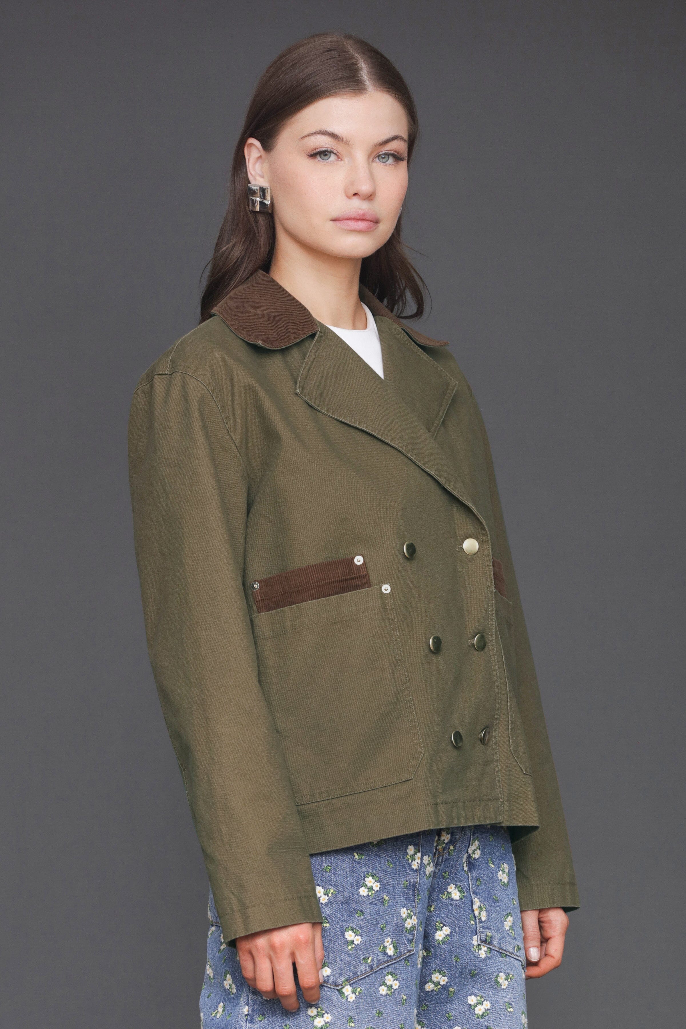Cropped Thyme Double Breasted Cotton Utility Jacket Coats & Jackets Avec Les Filles