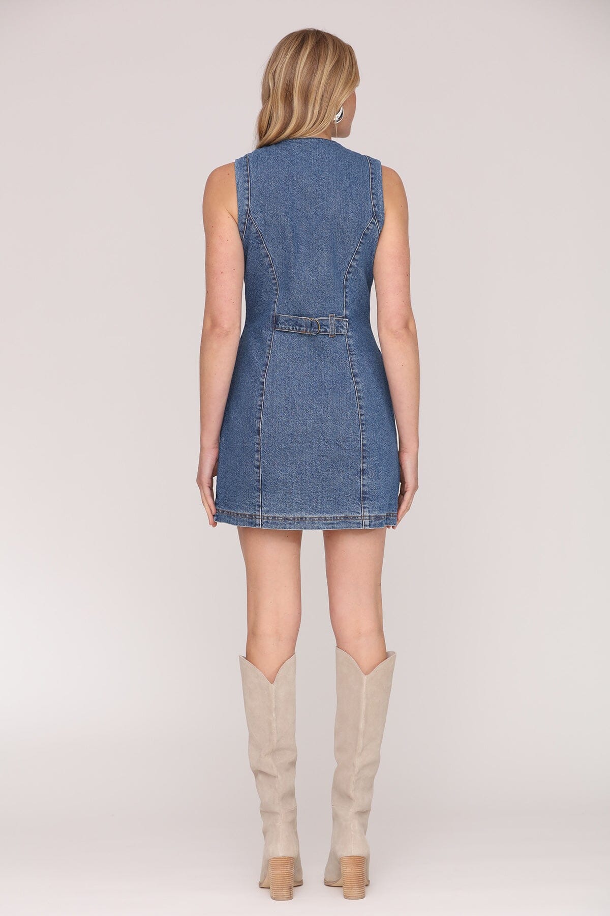 Horseshoe Button Denim Mini Dress Dresses Avec Les Filles