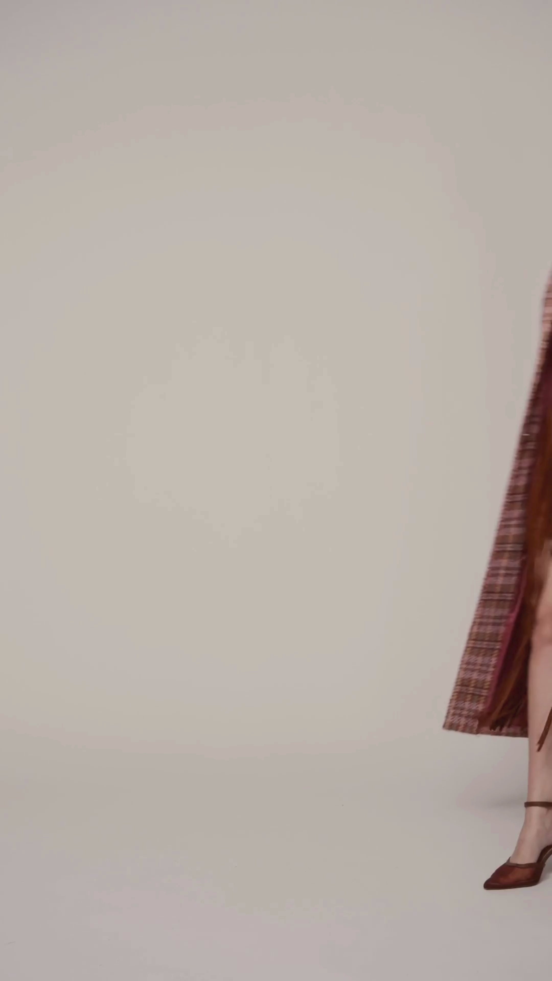 Berry plaid wool blend tailored single-breasted button-front maxi coat with long sleeves and button cuffs - Cute women's maxi coats by Avec Les Filles
