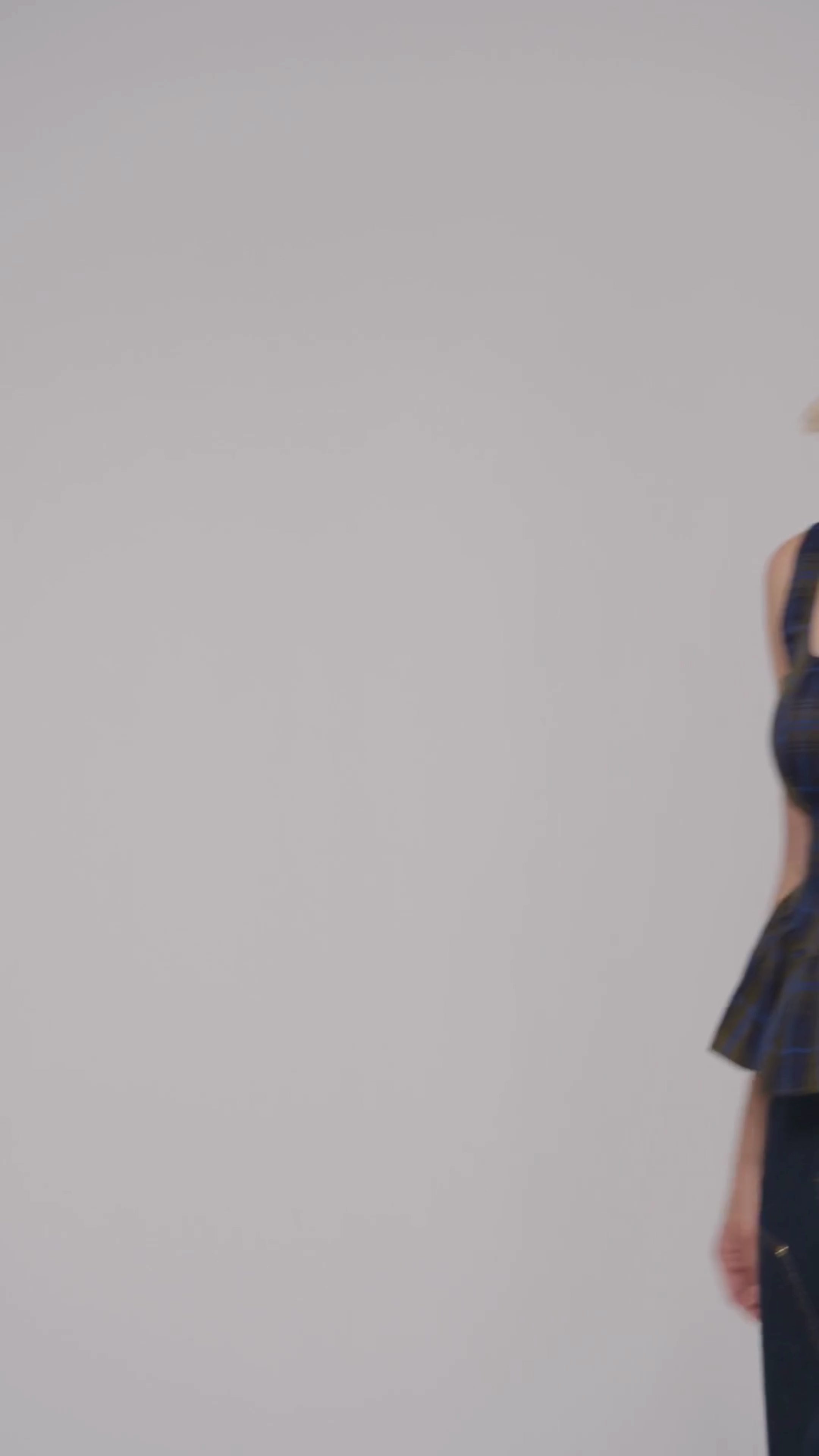 Navy green plaid sleeveless peplum top with fitted bodice and square neckline - Cute women's tops by Avec Les Filles