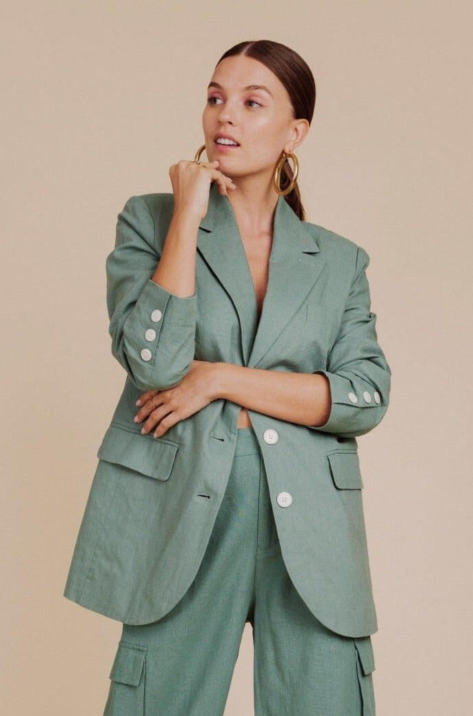 Linen Blend Boyfriend Blazer