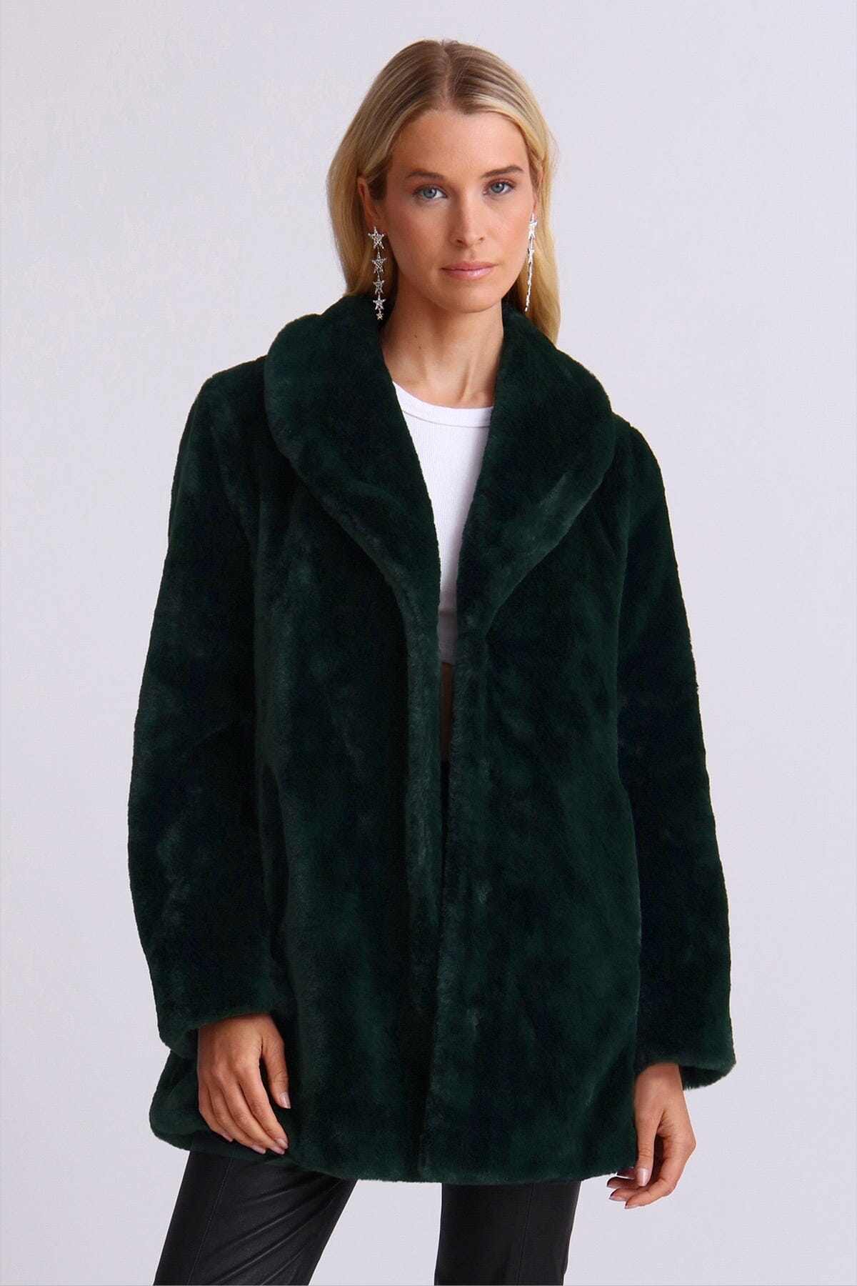 Faux fur shawl collar overcoat clearance