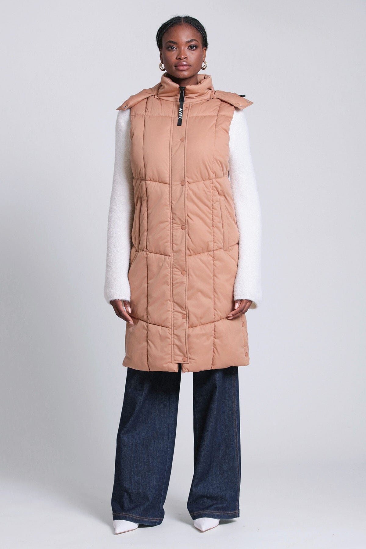 Women s Thermal Puff Hooded Longline long Puffer Vest