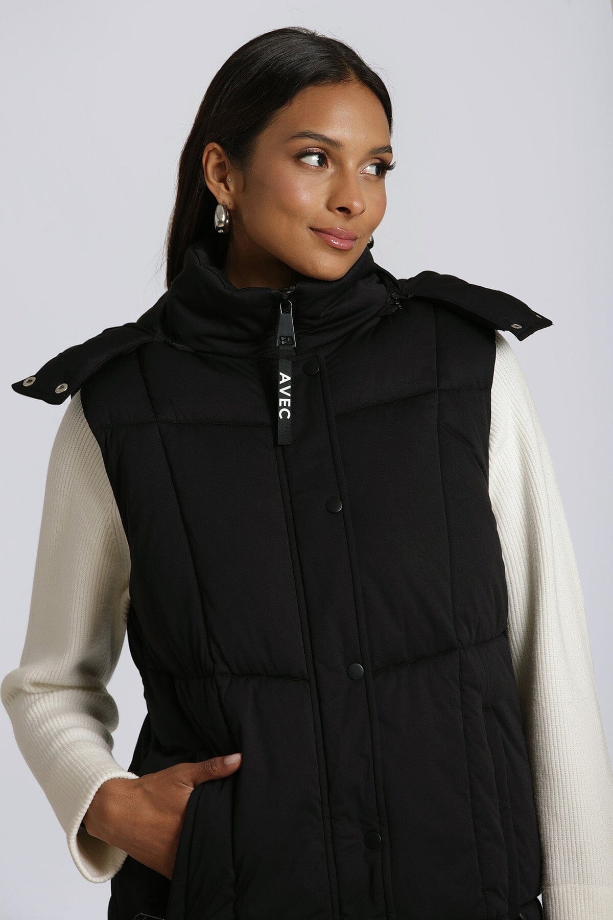 Women s Thermal Puff Hooded Longline long Puffer Vest