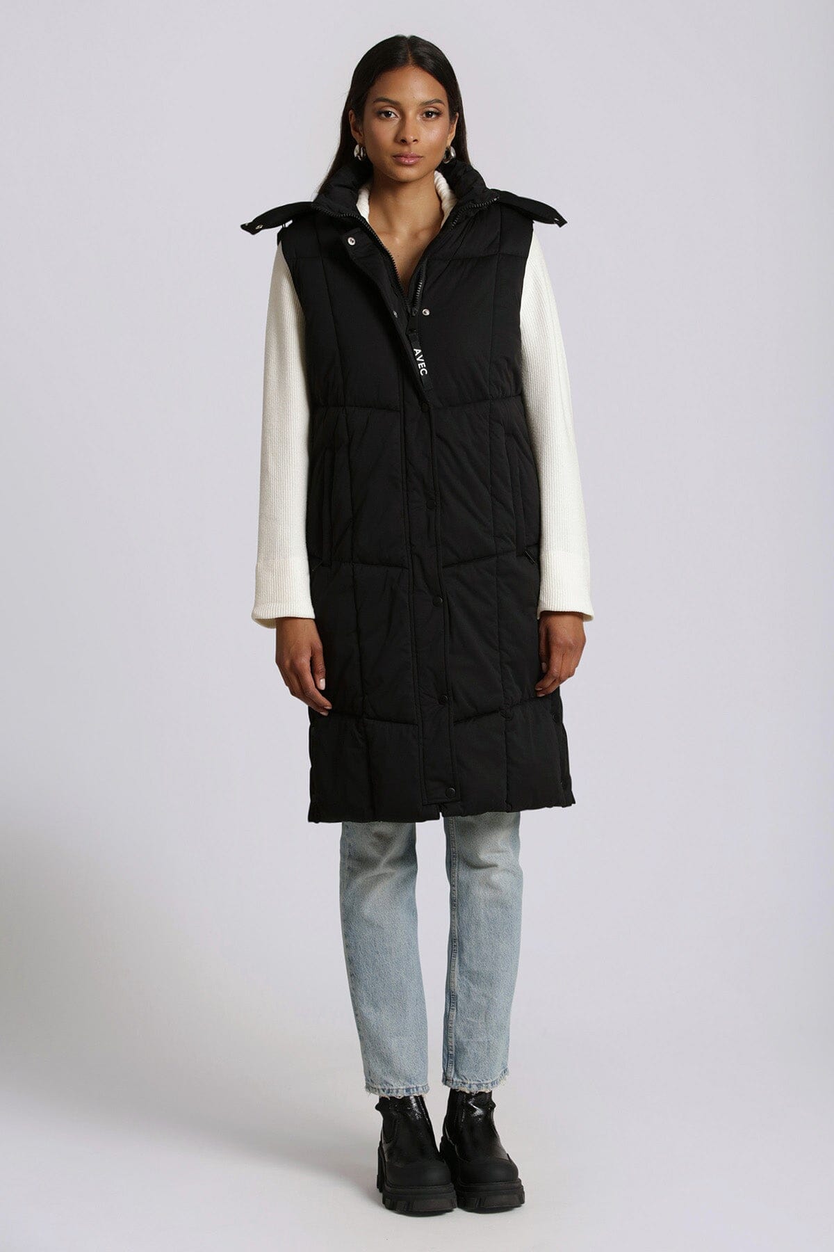 Women s Thermal Puff Hooded Longline long Puffer Vest