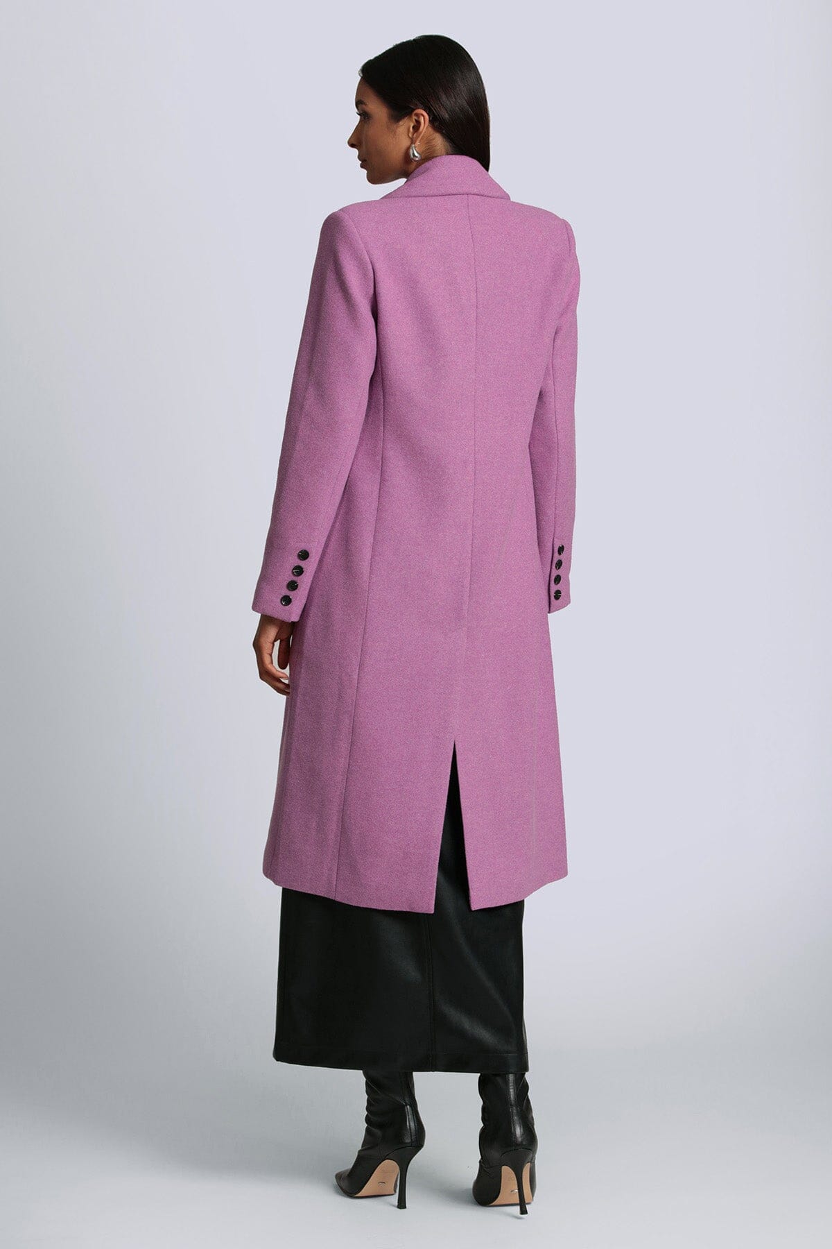hyacinth pink tailored double-breasted long coat by Avec Les Filles Coats & Jackets