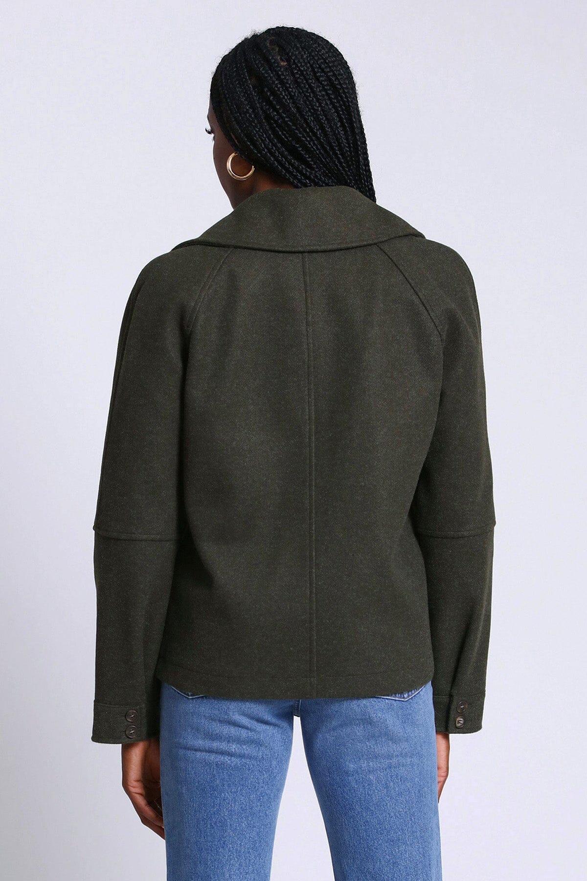 relaxed full zip front jacket shacket olive green - figure flattering date night coats jackets shackets outerwear for women