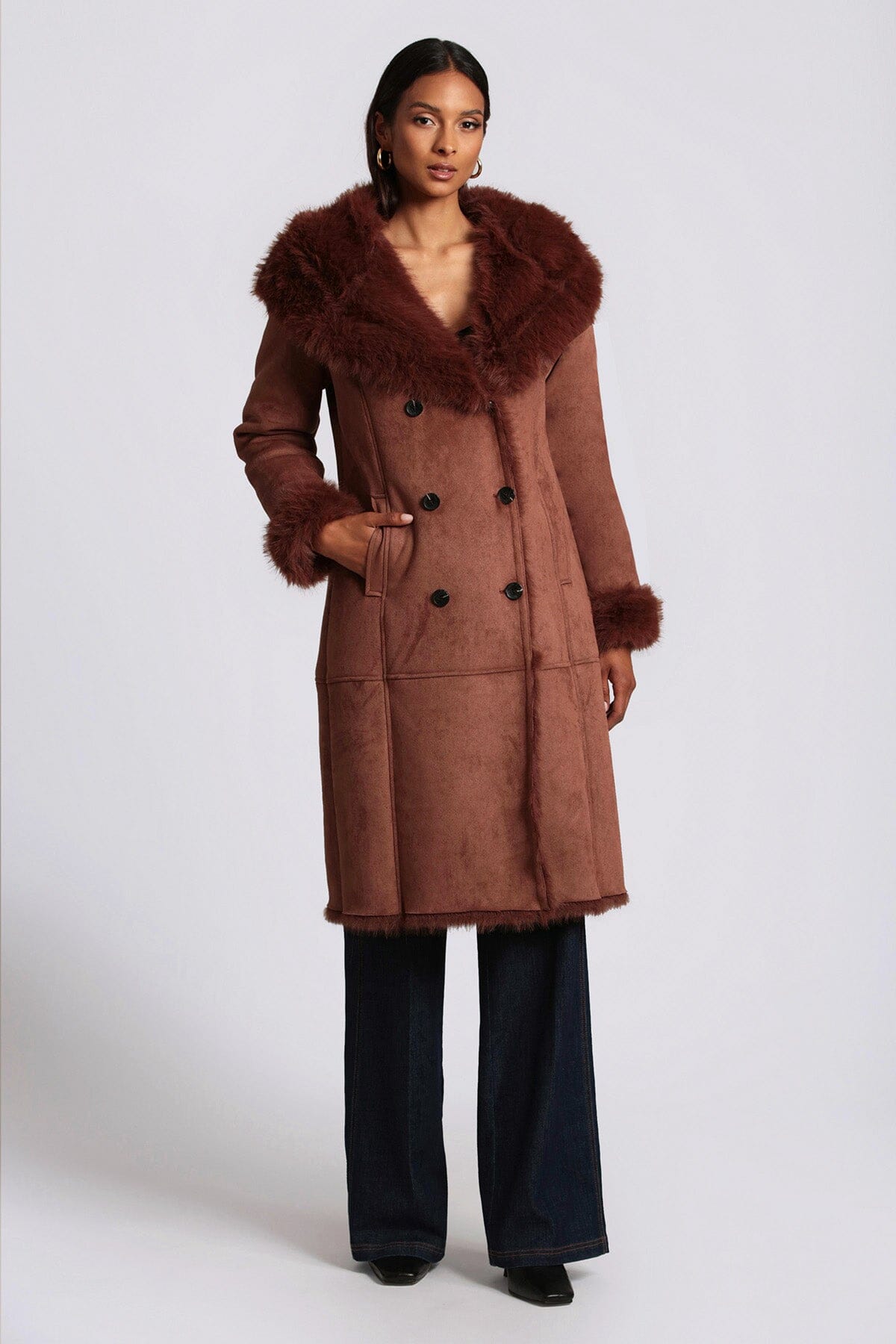 Faux Shearling Hooded Coat Coats & Jackets Avec Les Filles Sienna L 