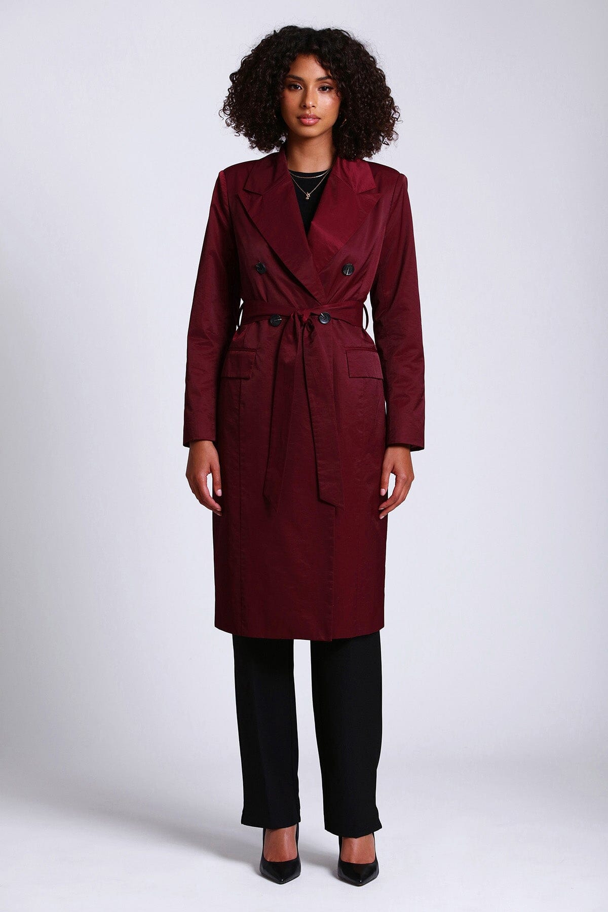 Women's Fashion Belted Trench Jacket Coat